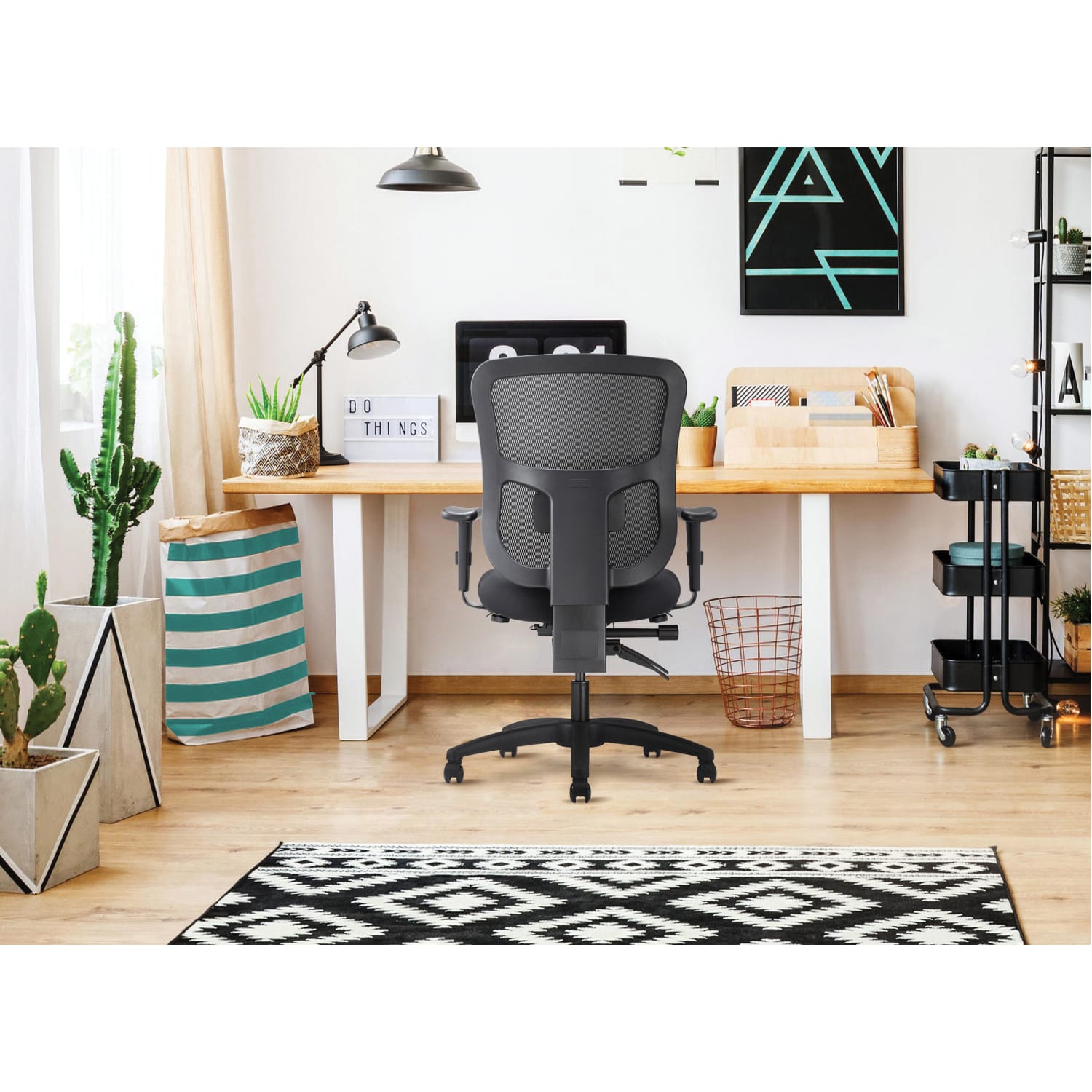 WorkPro 9500XL Series Big  Tall Ergonomic MeshPremium Fabric Mid Back Chair BlackSky Blue BIFMA Compliant PopularChairscom