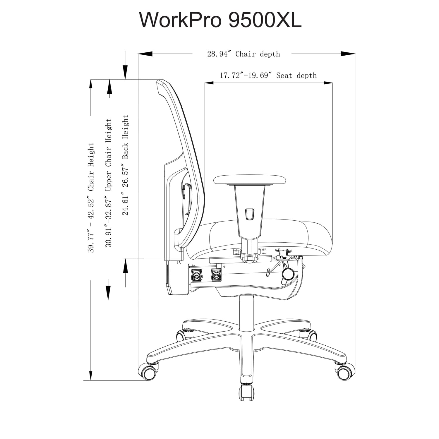 WorkPro 9500XL Series Big  Tall Ergonomic MeshPremium Fabric Mid Back Chair BlackSky Blue BIFMA Compliant PopularChairscom