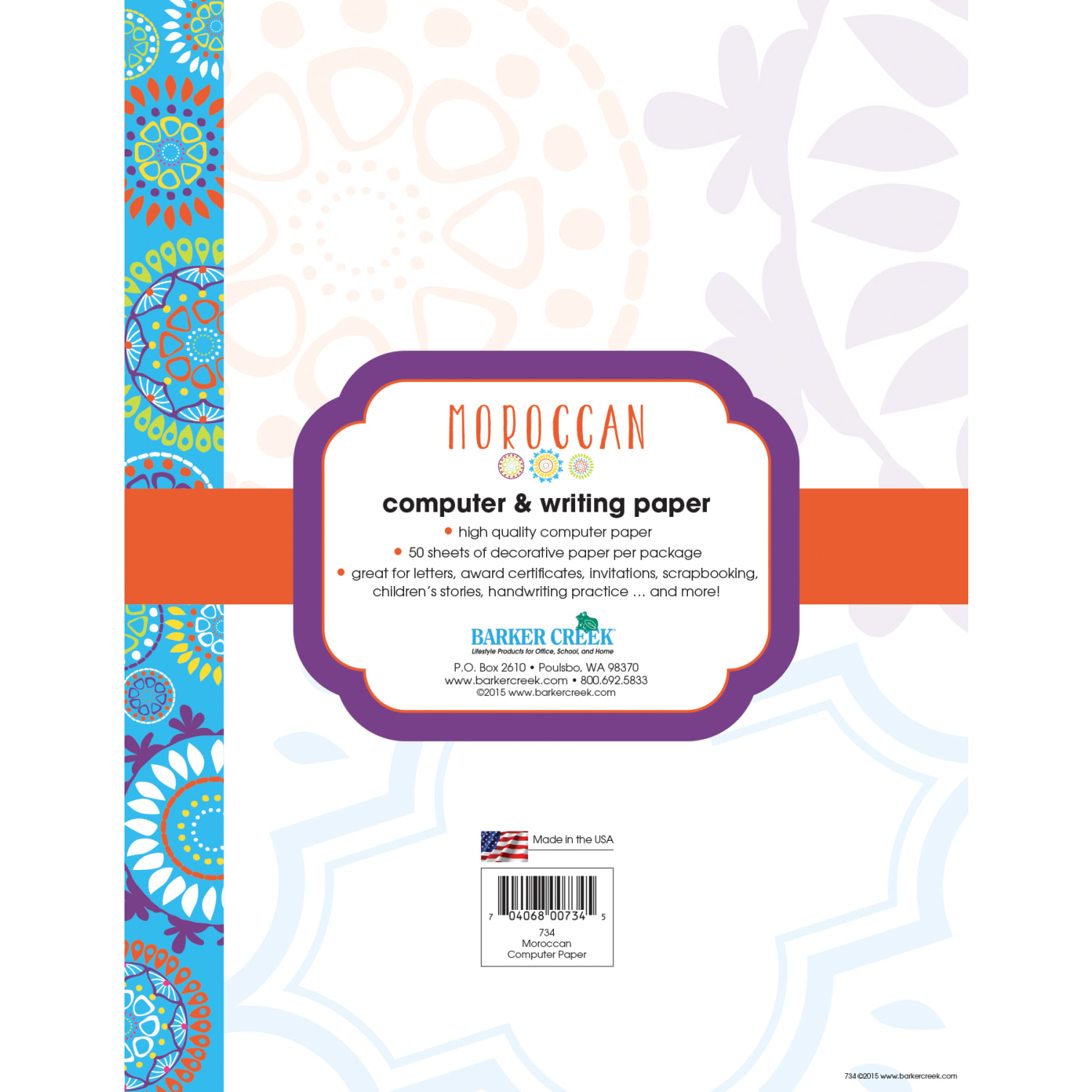 Barker Creek Computer Paper, 8 1/2in x 11in, Moroccan, Pack Of 50 Sheets - Image 3