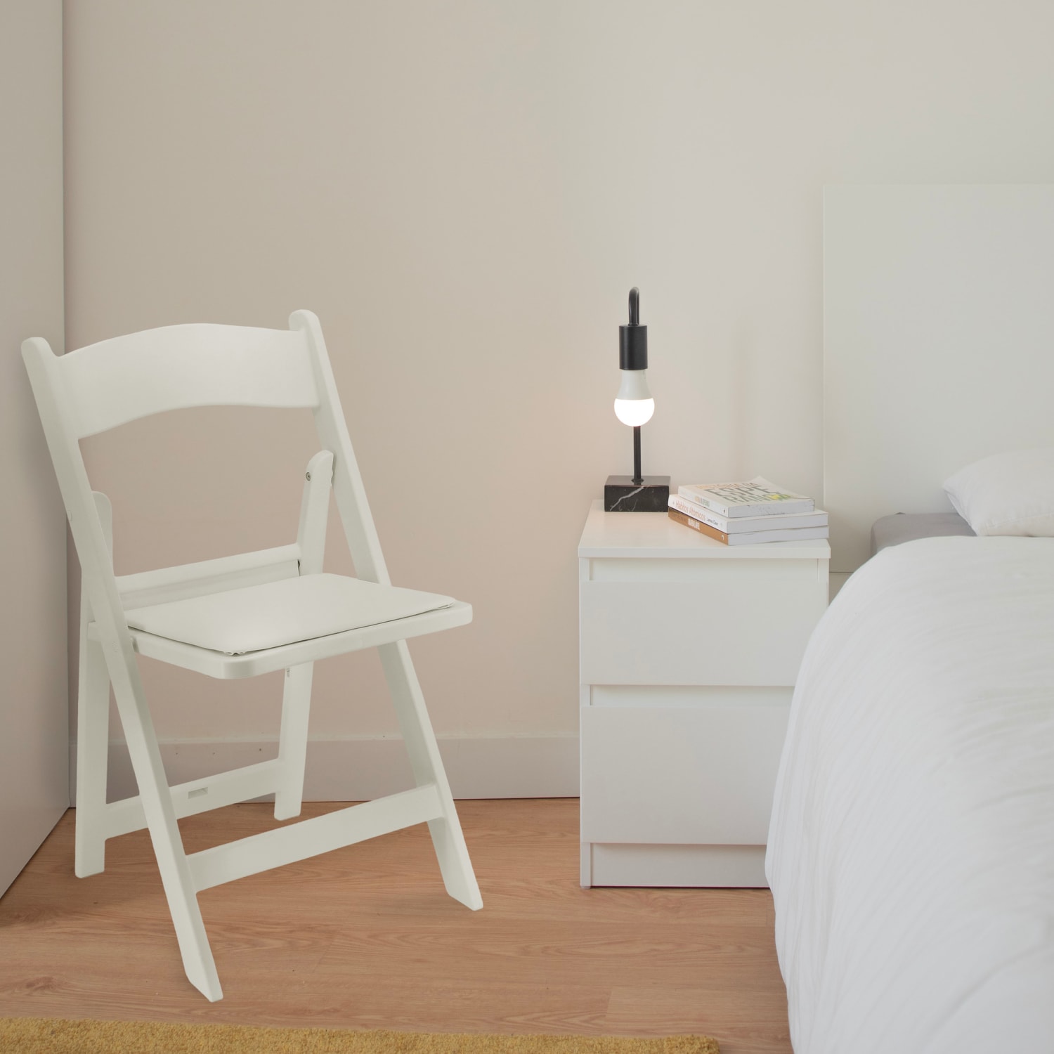 Elama Plastic Folding Resin Chairs, White, Set Of 4 Chairs - Image 4