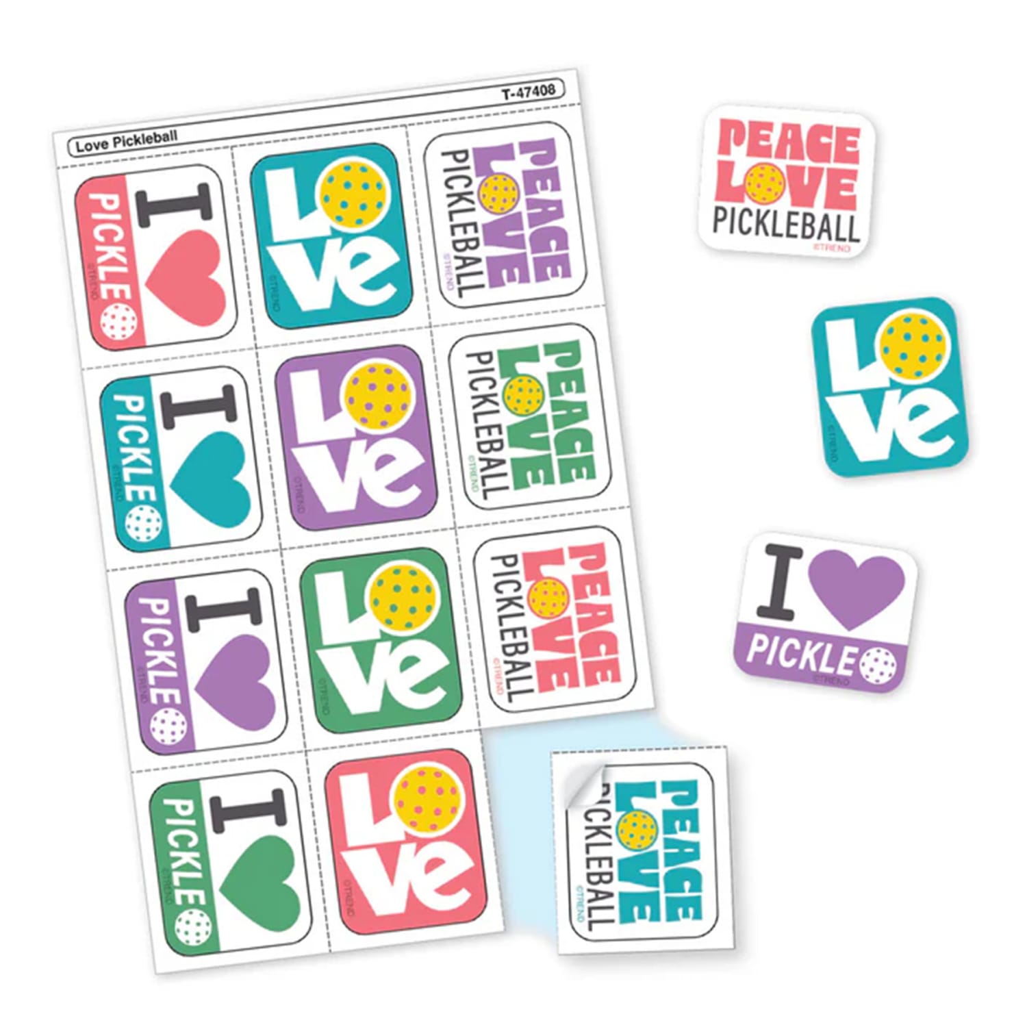 TREND Tear & Share Stickers, Love Pickleball, 60 Per Pack, Set Of 6 Packs - Image 5