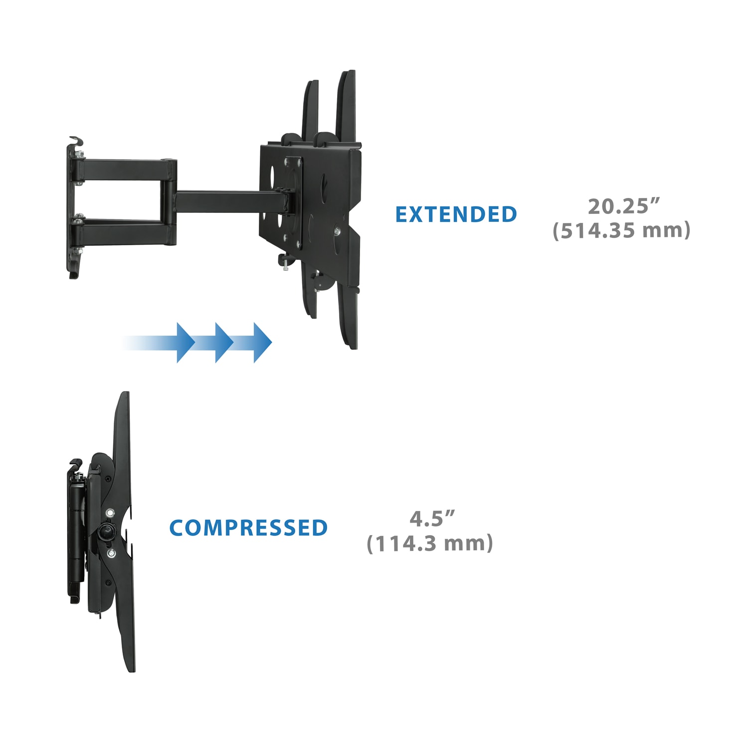 Mount-It! MI-310L Full Motion TV Wall Mount, 10inH x 34inW x 4inD, Black - Image 6