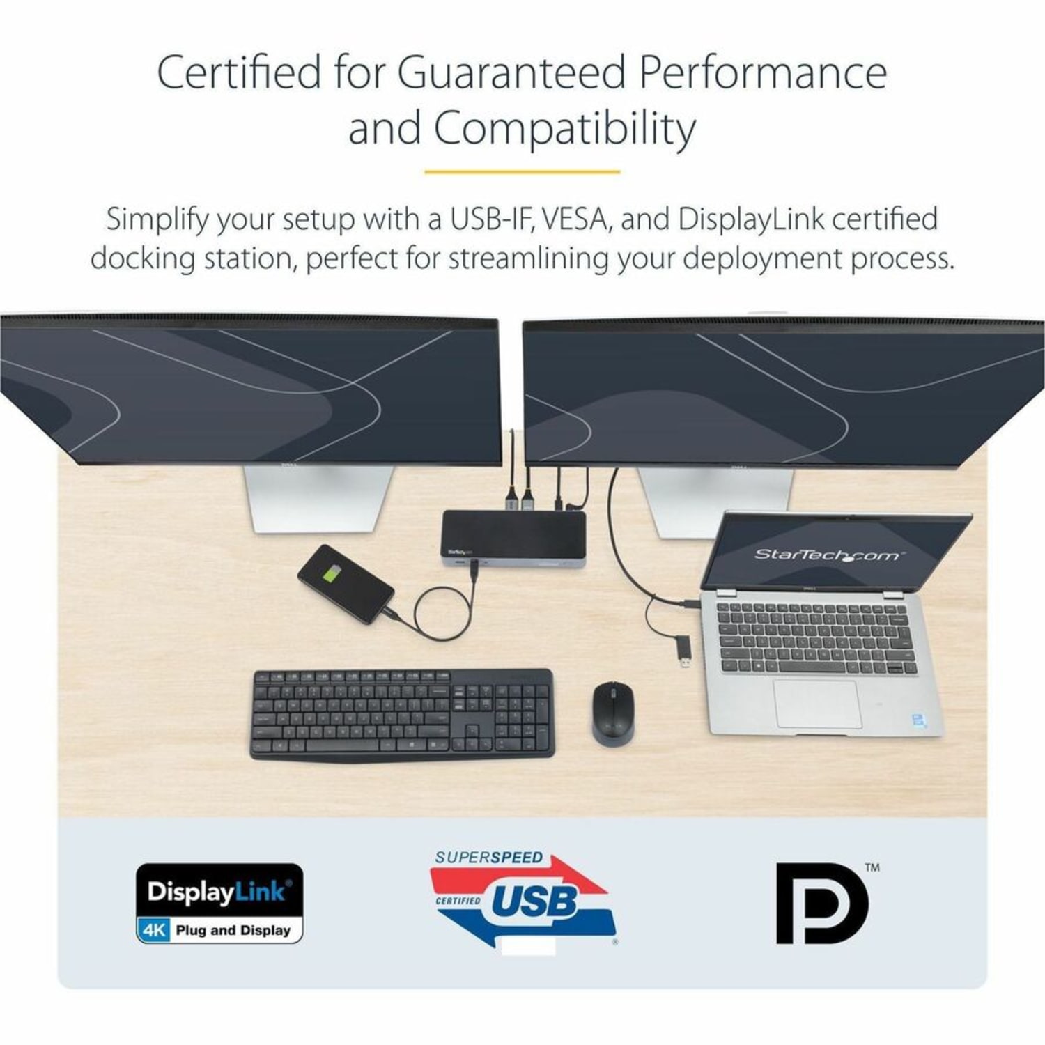 StarTech.com Dual 4K Universal Laptop Docking Station - USB- C/USB 3.0 - 100W PD - Image 3