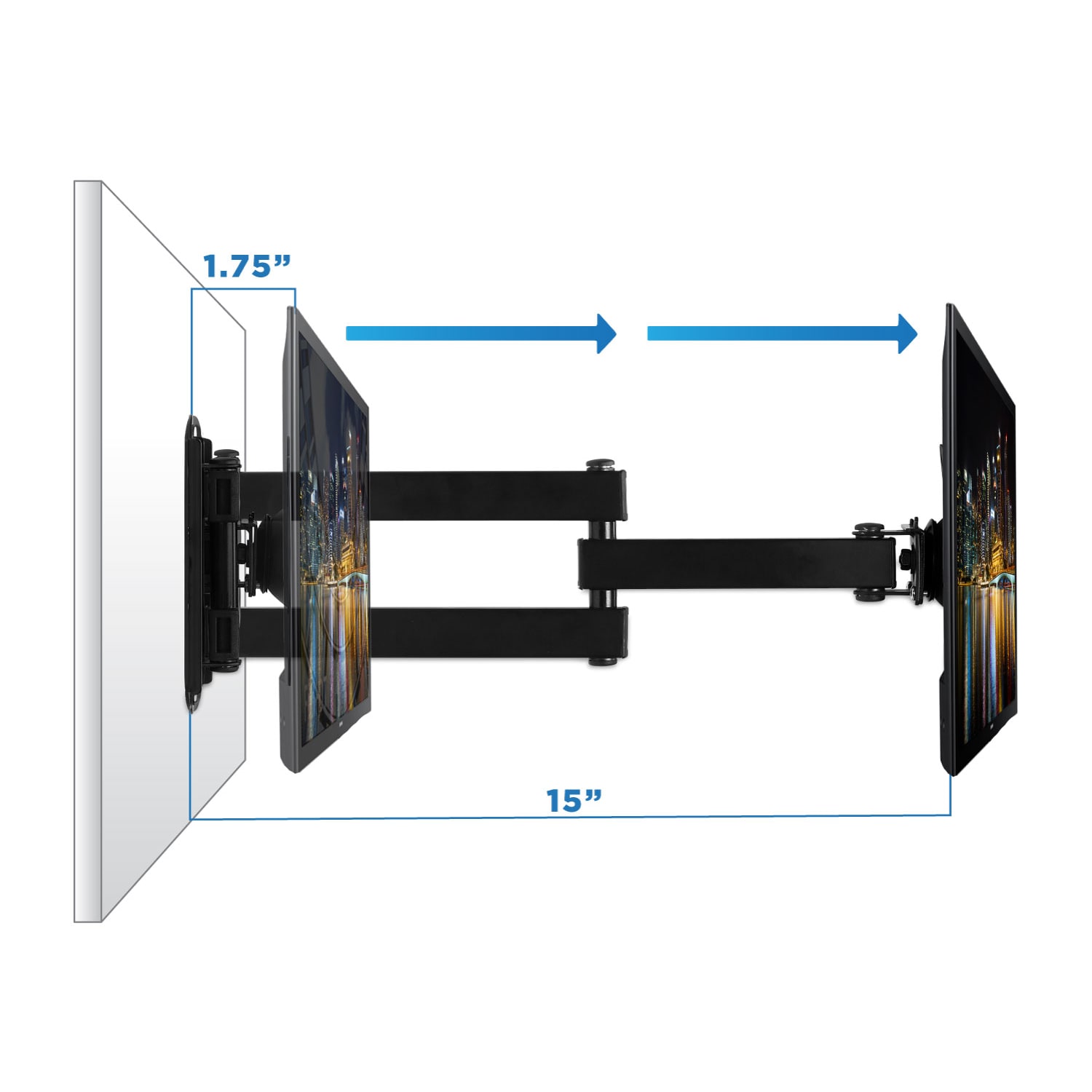 Mount-It! MI-2042L TV Wall Mount, 10inH x 32inW x 2.5inD, Black - Image 3
