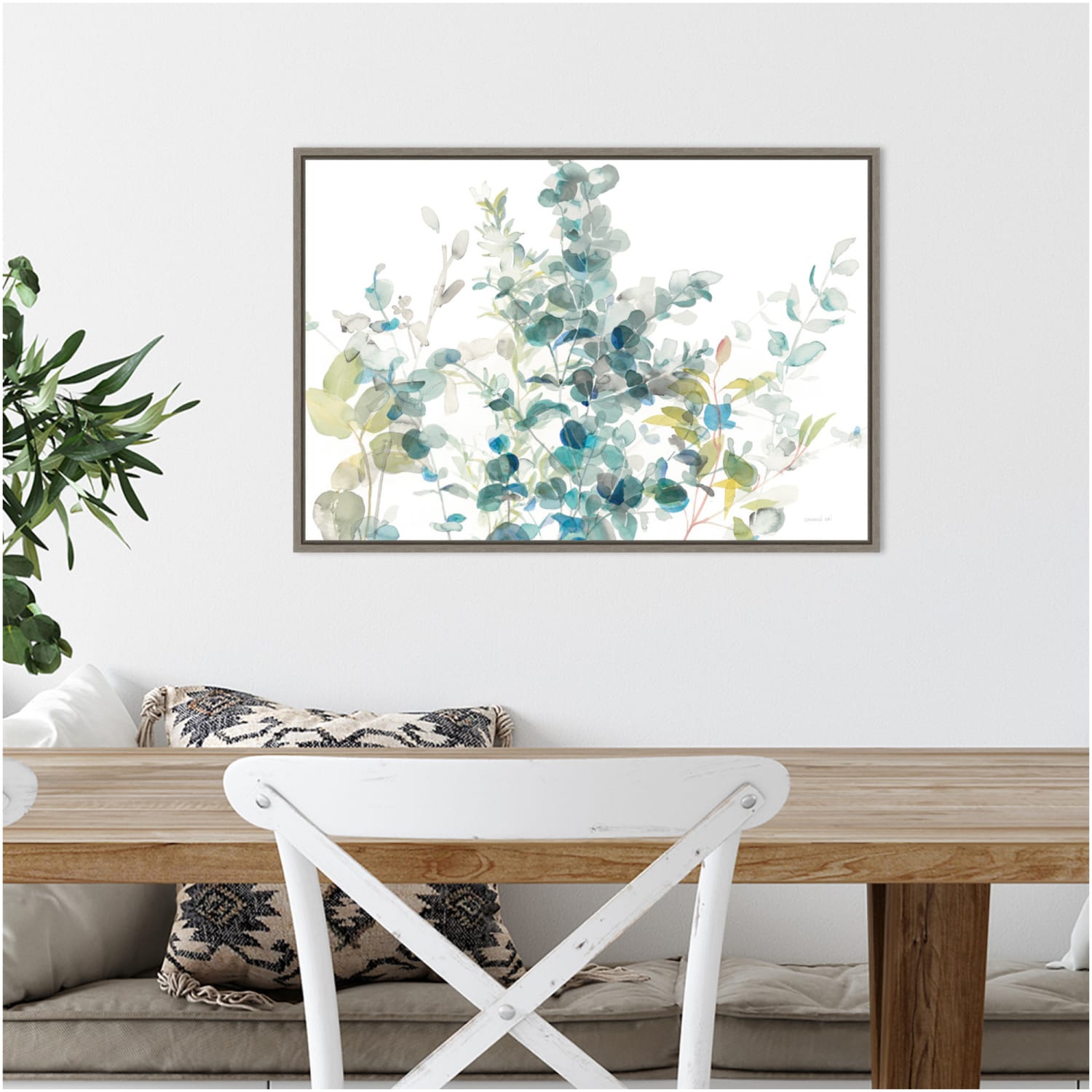 Amanti Art Eucalyptus I White Crop by Danhui Nai Framed Canvas Wall Art Print, 16inH x 23inW, Greywash - Image 3