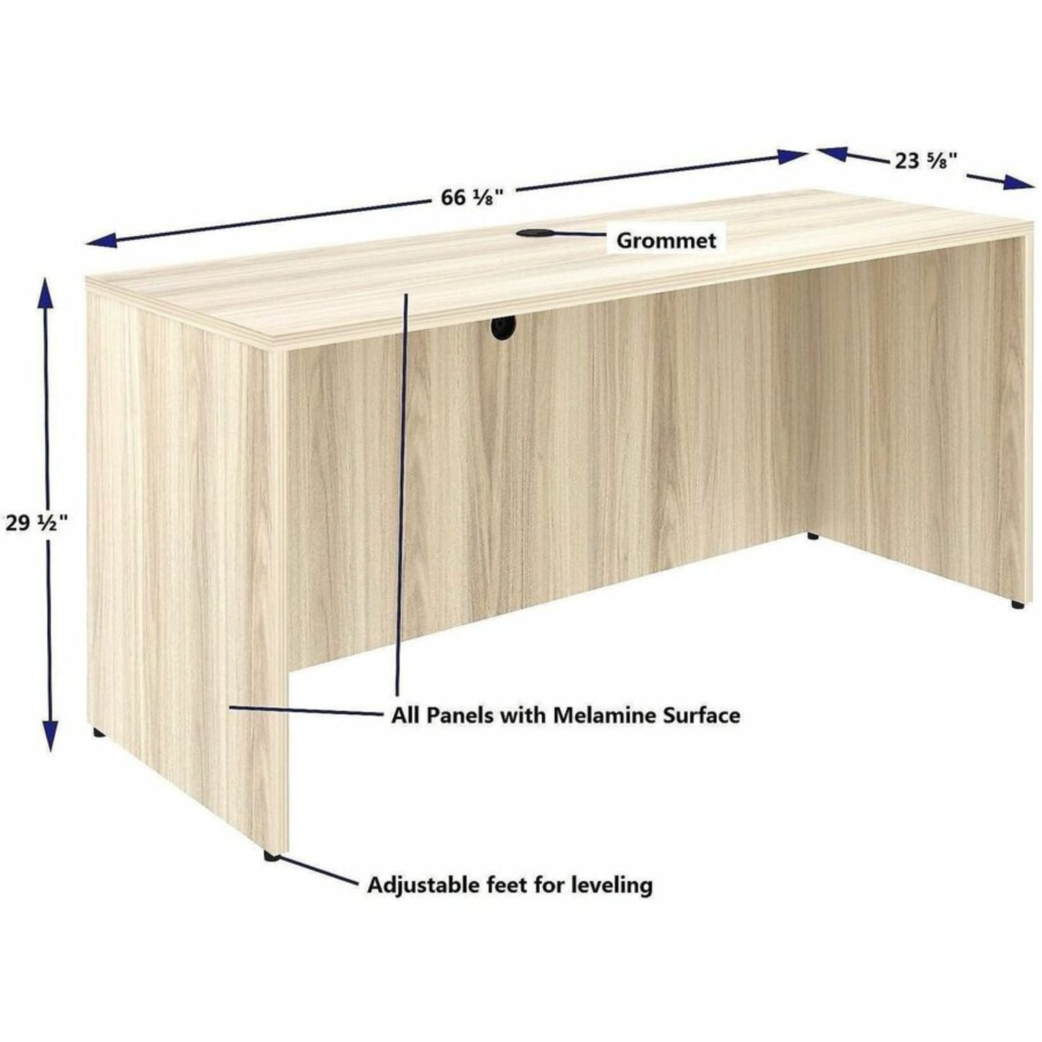 Lorell Essentials Credenza Shell, 29.5inH x 66inW x 24inD, 1in Thick Top, Modern Elm - Image 6