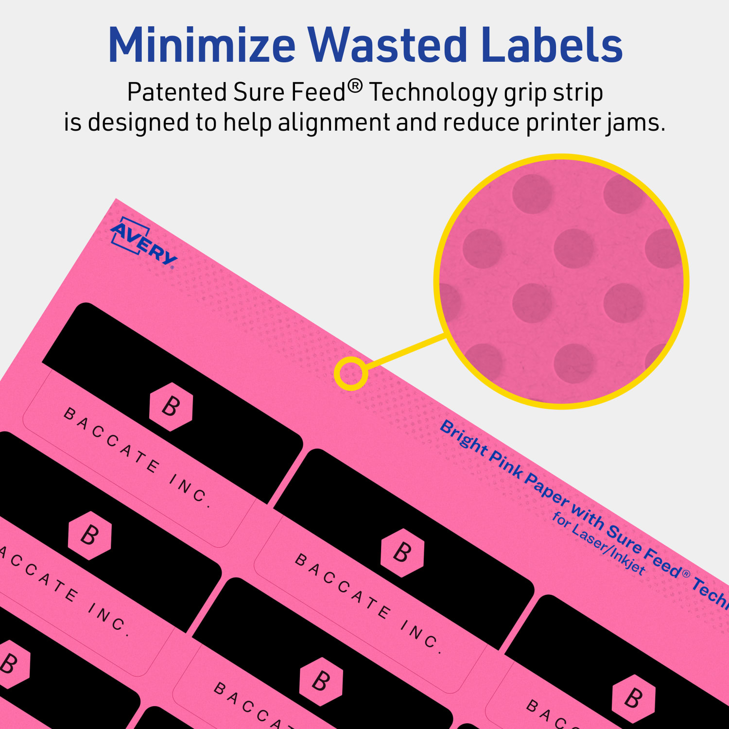 Avery Print-To-The-Edge Labels With Sure Feed Technology And Easy Peel, 94227-BPP40, Rectangle, 1-1/4in x 2-3/8in, Matte Bright Pink, Pack of 720 - Image 5