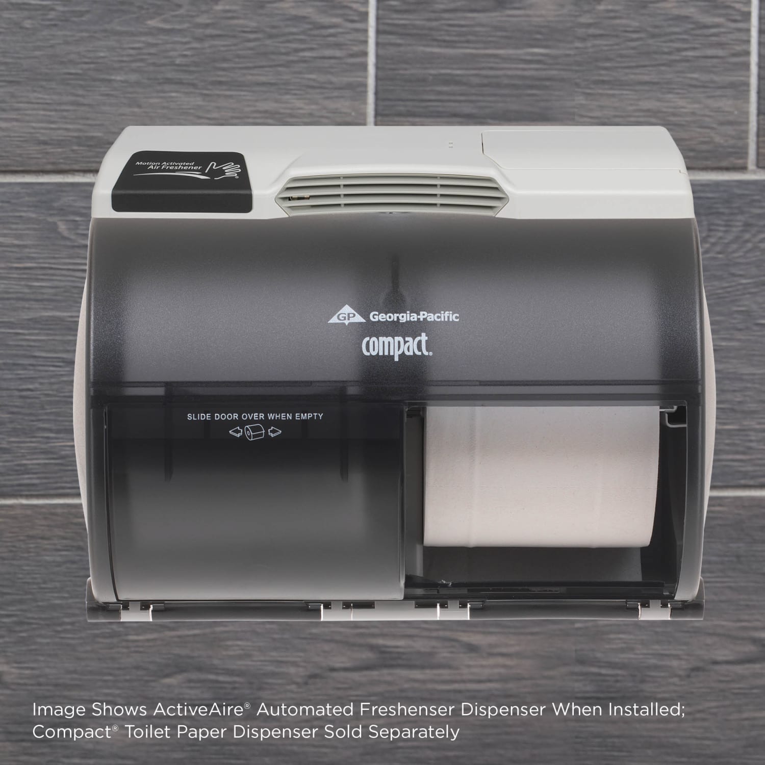 ActiveAire by GP PRO Automated Freshener Dispenser for Compact Toilet Paper Dispenser, 7 1/8inH x 10 1/8inW x 6 3/4inD, Gray - Image 3