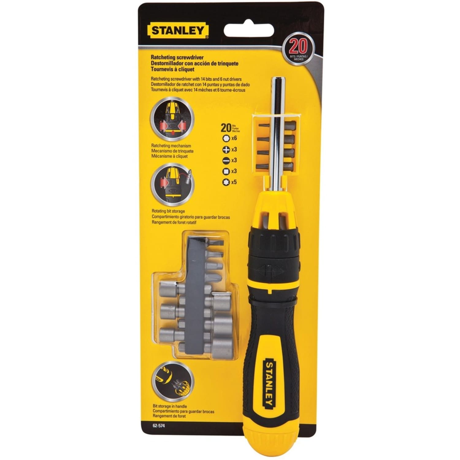 Stanley 62-574 20-Piece Multi-Bit Screwdriver Set - Alloy Steel - Ergonomic Handle, Slip Resistant, Corrosion Resistant - Image 4