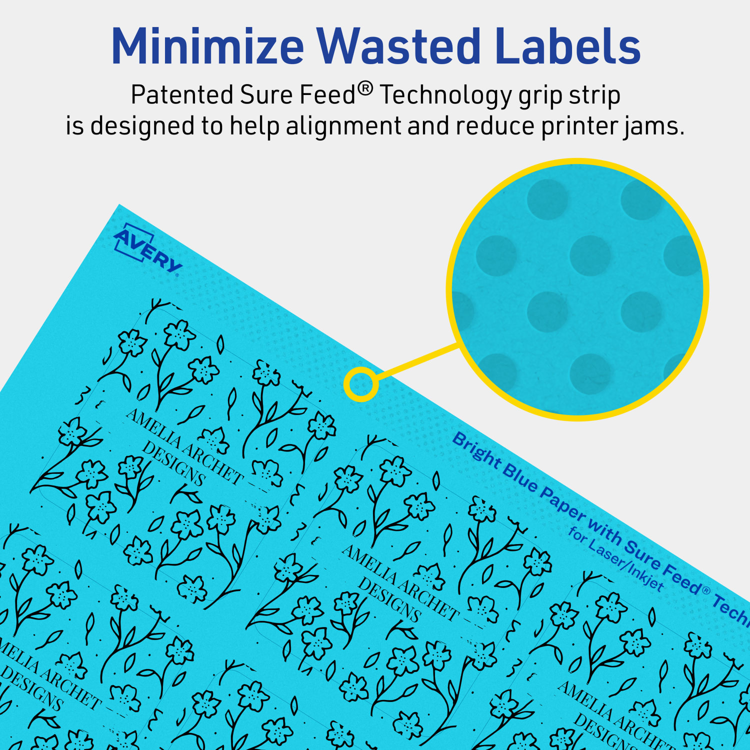 Avery Print-To-The-Edge Labels With Sure Feed Technology And Easy Peel, 94105-BBP10, Square, 2-1/8in x 2-1/8in, Matte Bright Blue, Pack of 120 - Image 5