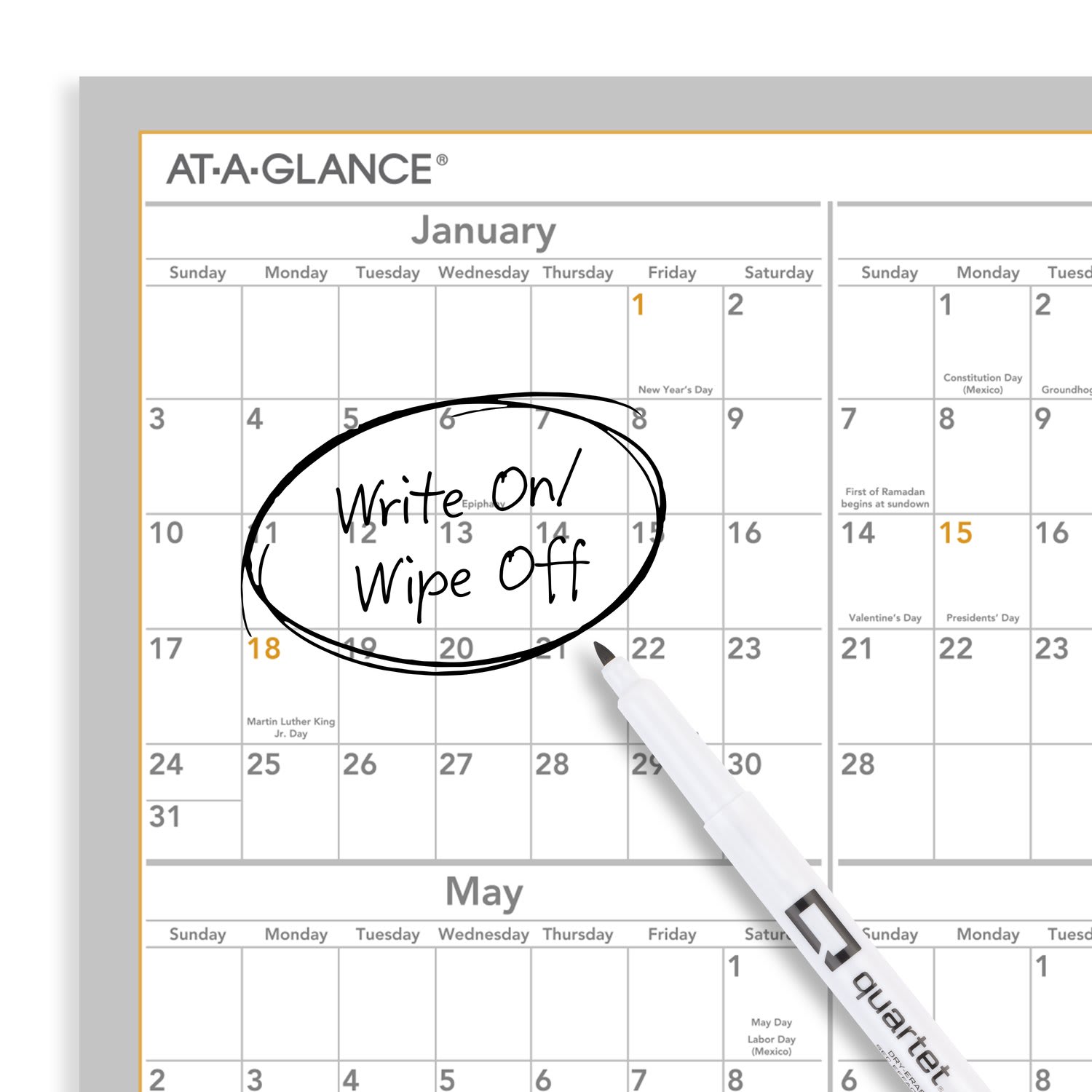 AT-A-GLANCE 2027 WallMates Self-Adhesive Dry-Erase Yearly Calendar, Large, 24in x 18in - Image 5