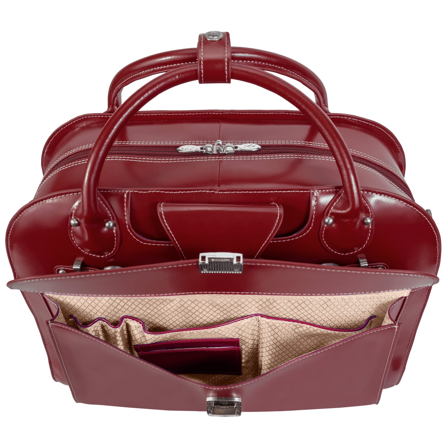 McKlein Roseville Leather Ladies Briefcase With 15in Laptop Pocket, 14-1/2inH x 18inW x 8-13/16inD, Red - Image 5