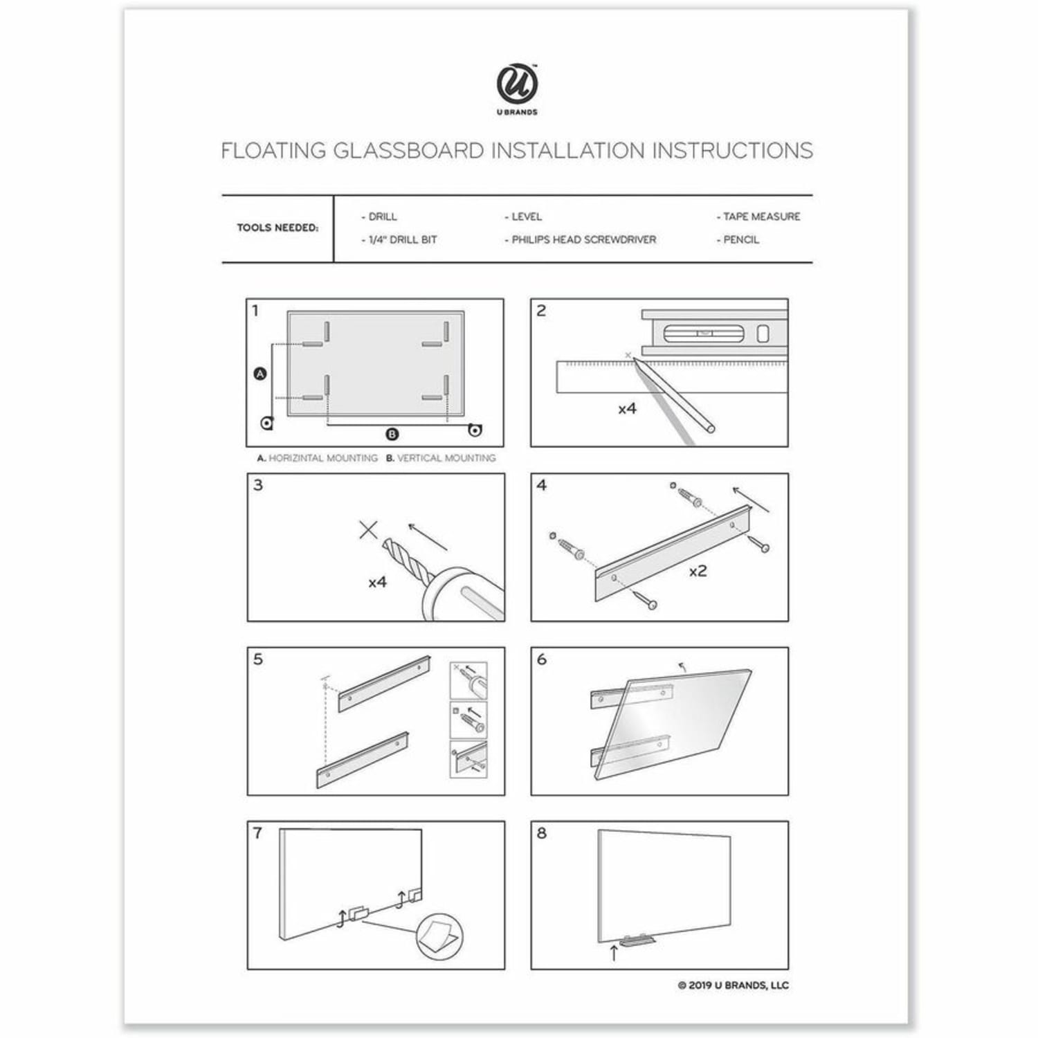 U Brands Dry Erase Board, 72inW x 36inH, Horizontal/Vertical, 1 Each, 3978U0001 - Image 6