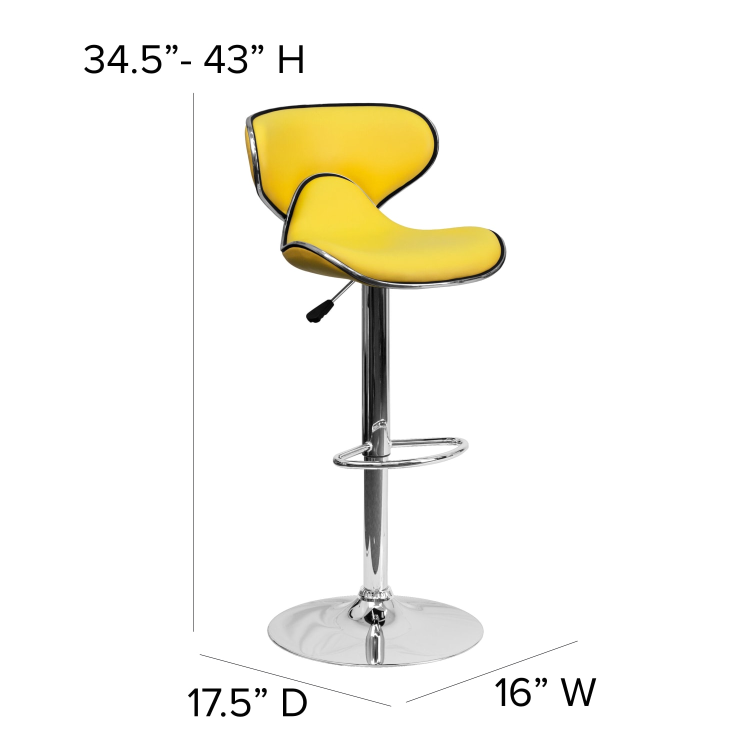 Flash Furniture Cozy Mid-Back Adjustable Bar Stools, Yellow - Image 5