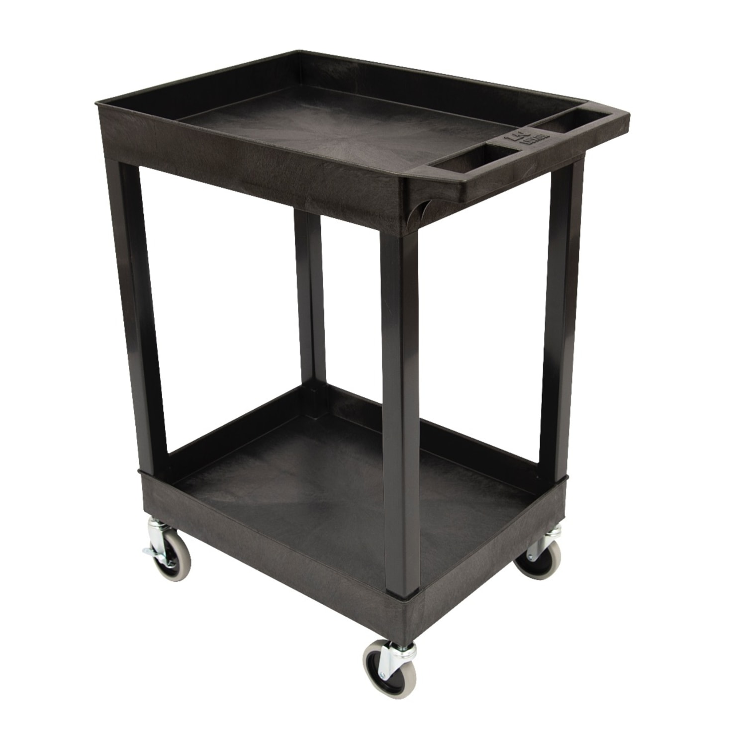 Luxor 2-Shelf Plastic Utility Cart, 34-1/4inH x 24inW x 18inD, Black - Image 3
