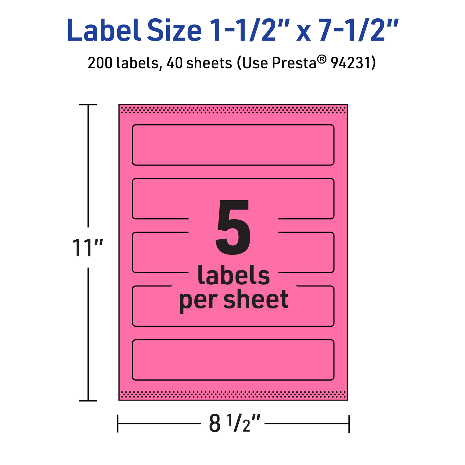 Avery Print-To-The-Edge Labels With Sure Feed Technology, 94231-BPP40, Rectangle, 1-1/2in x 7-1/2in, Matte Bright Pink, Pack of 200 - Image 6