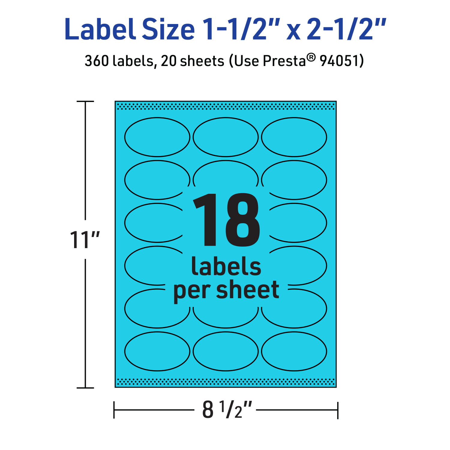 Avery Printable Labels With Sure Feed Technology, 94051-BBP20, Oval, 1-1/2in x 2-1/2in, Matte Bright Blue, Pack of 360 - Image 6