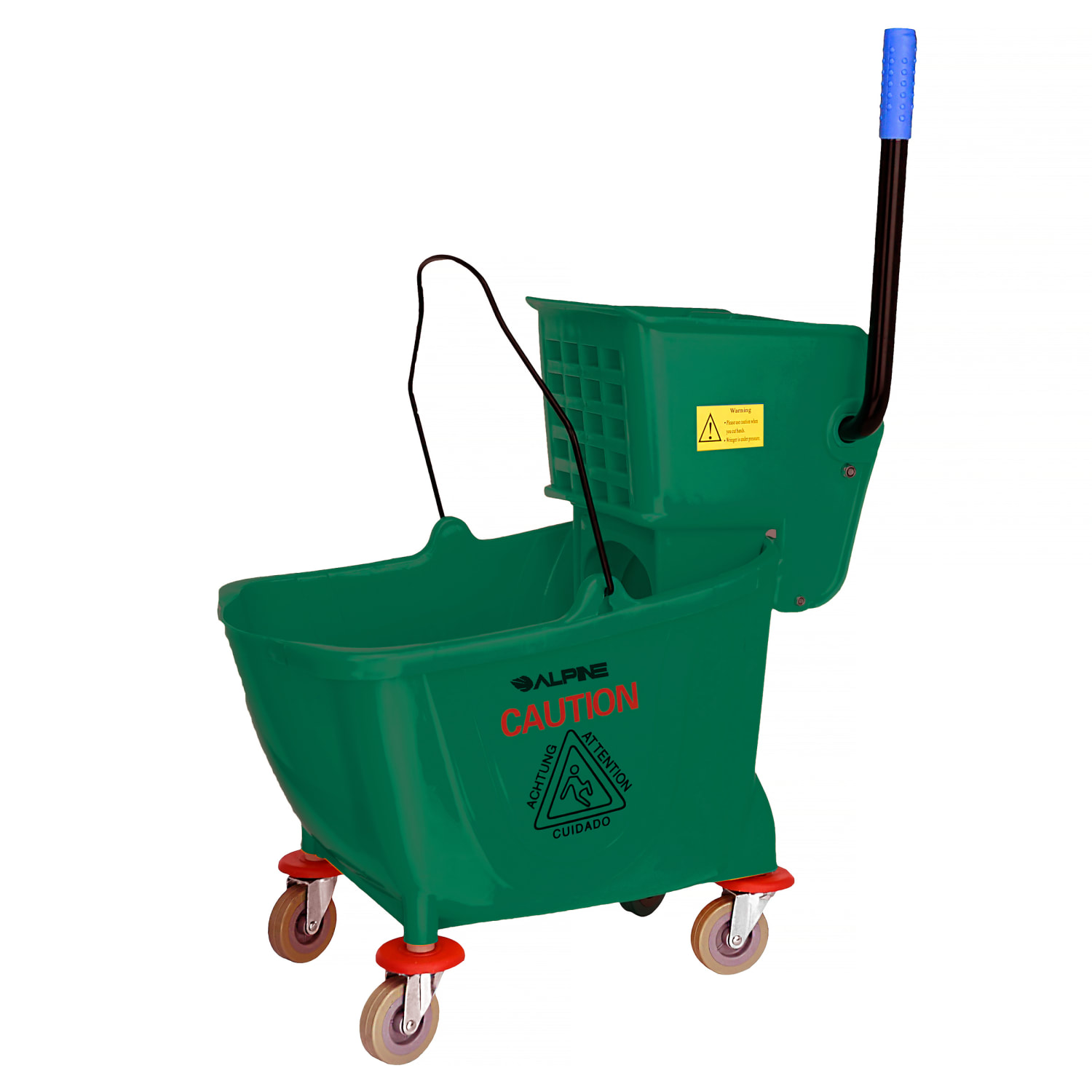 Alpine PVC Mop Bucket With Side Wringer, 36 Qt, 35inH x 15inW x 25inD, Green - Image 4
