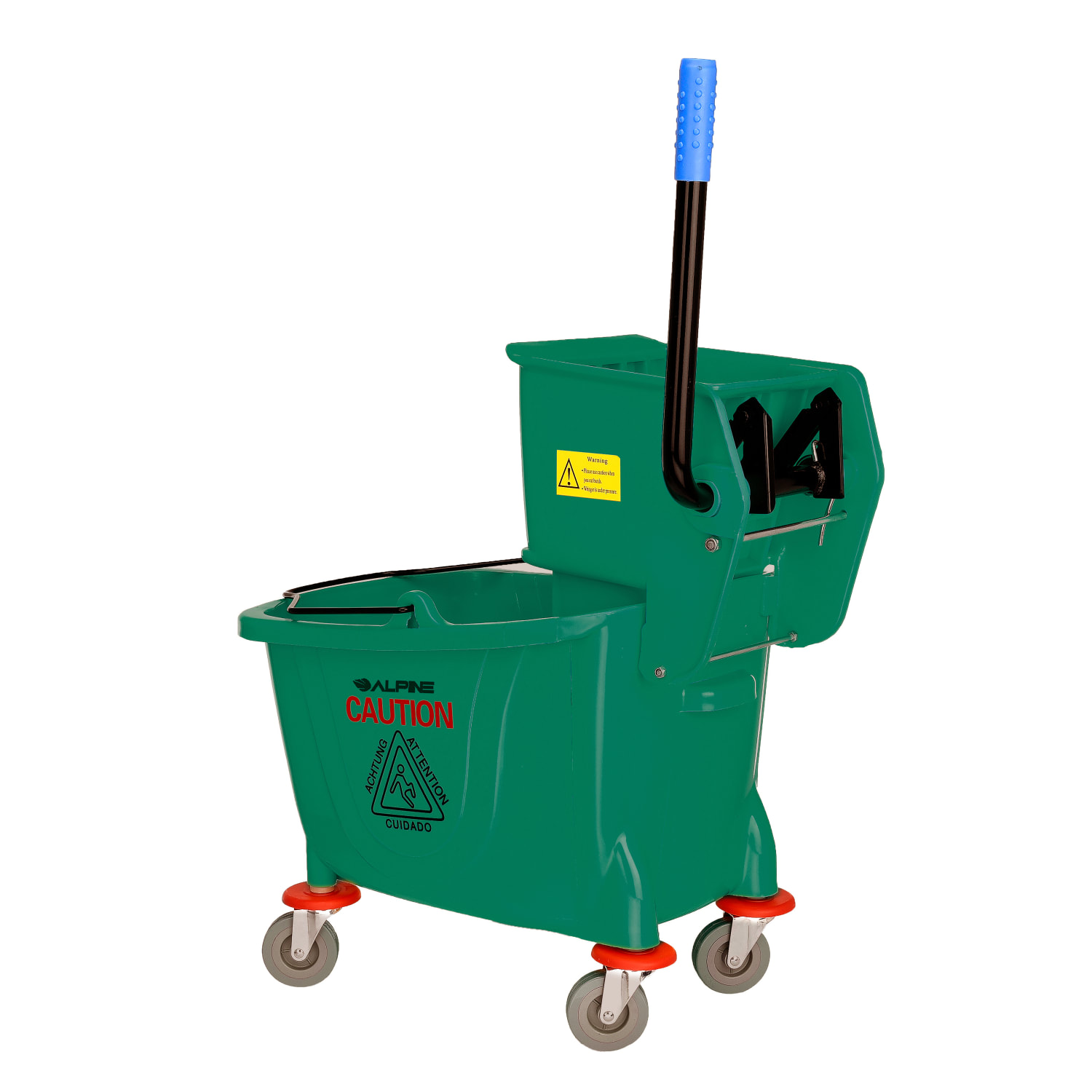Alpine PVC Mop Bucket With Side Wringer, 36 Qt, 35inH x 15inW x 25inD, Green - Image 5