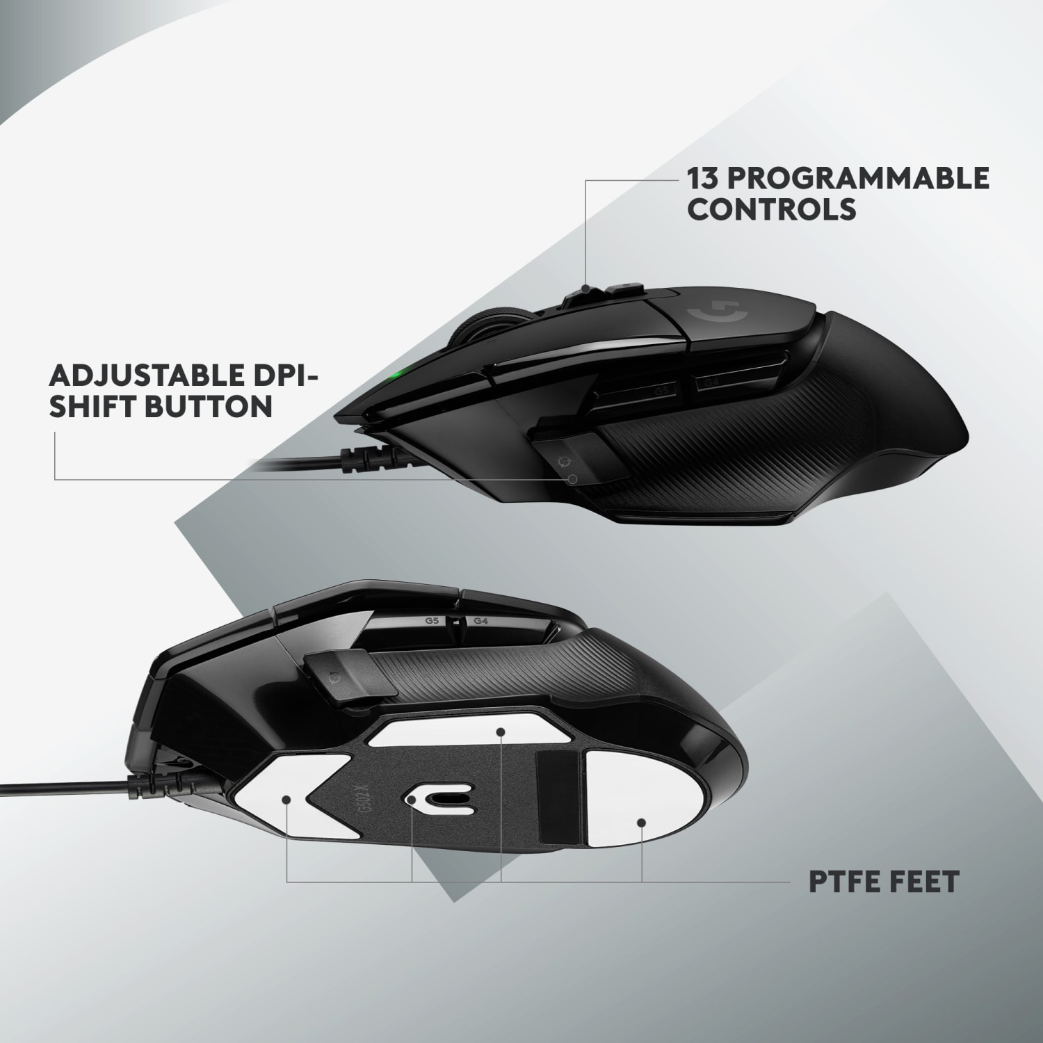 Logitech G502 X Wired Gaming Mouse - LIGHTFORCE Hybrid Optical-Mechanical Primary Switches, HERO 25K Gaming Sensor, Black - Image 6