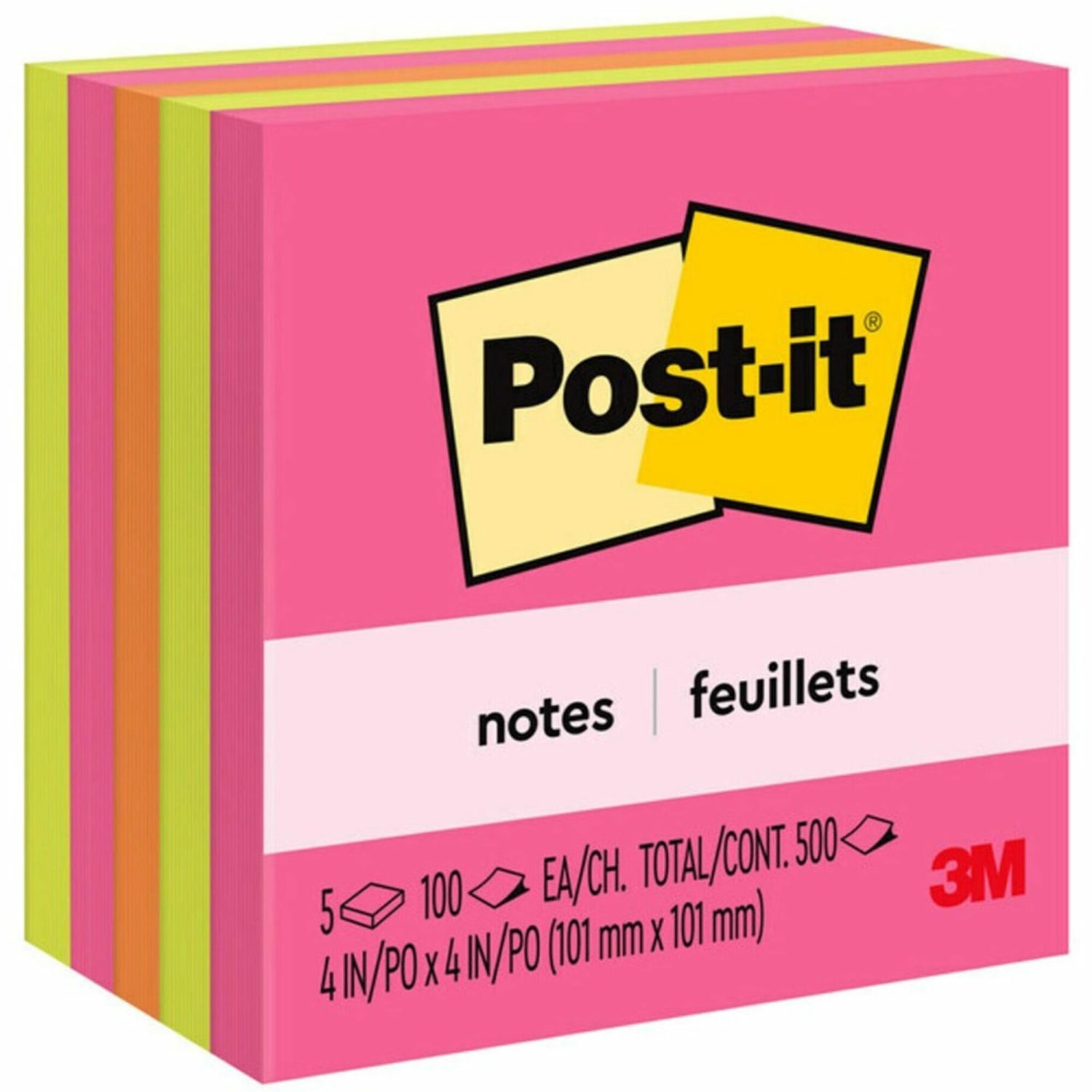 Post-it Notes - Poptimistic Color Collection - 4in Flag/Notex 4in Flag/Note - Square - 100 Sheets per Pad - 6755AN