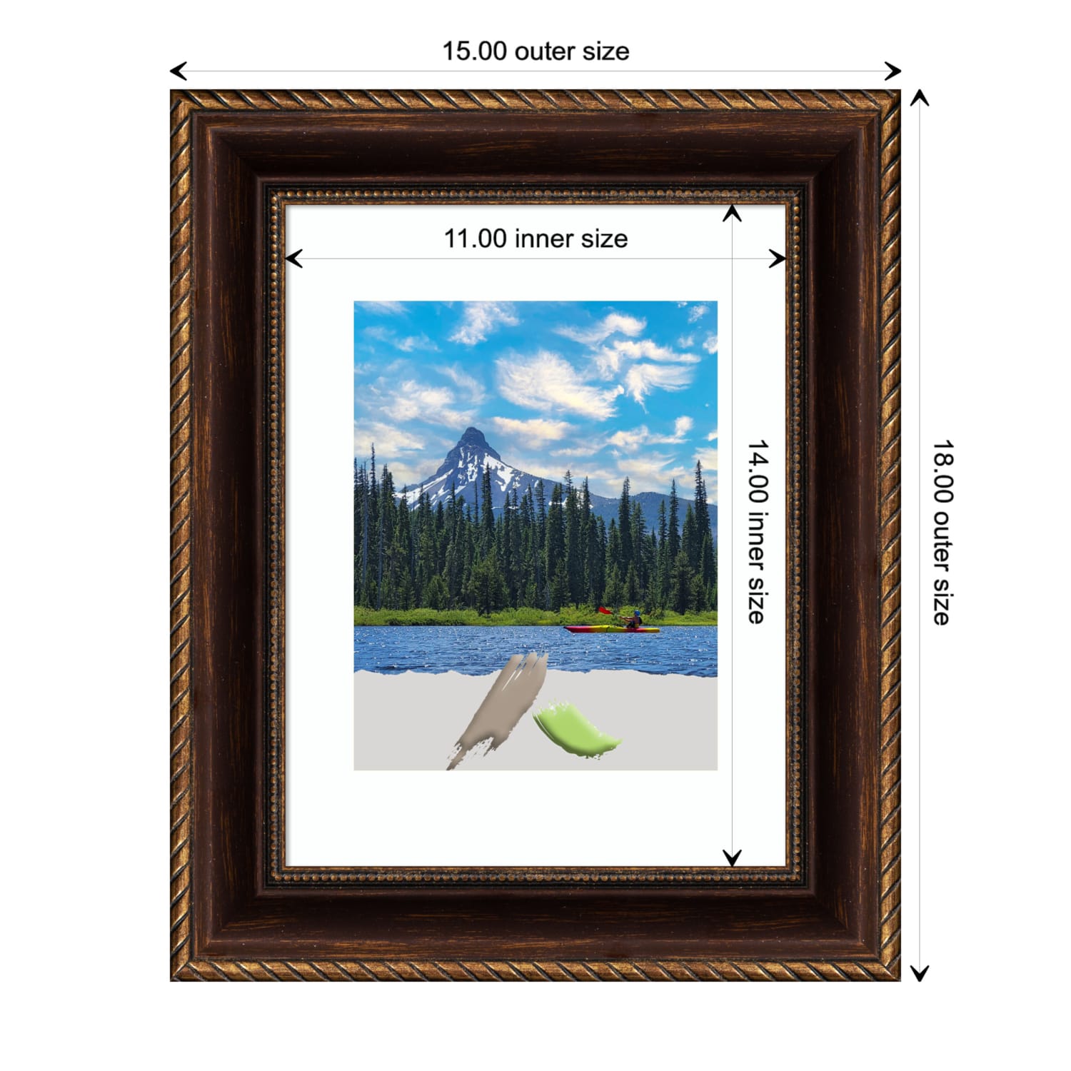 Amanti Art Corded Picture Frame, 15in x 18in, Opening Size 11in x 14in (Matted To 8in x 10in), Bronze - Image 5