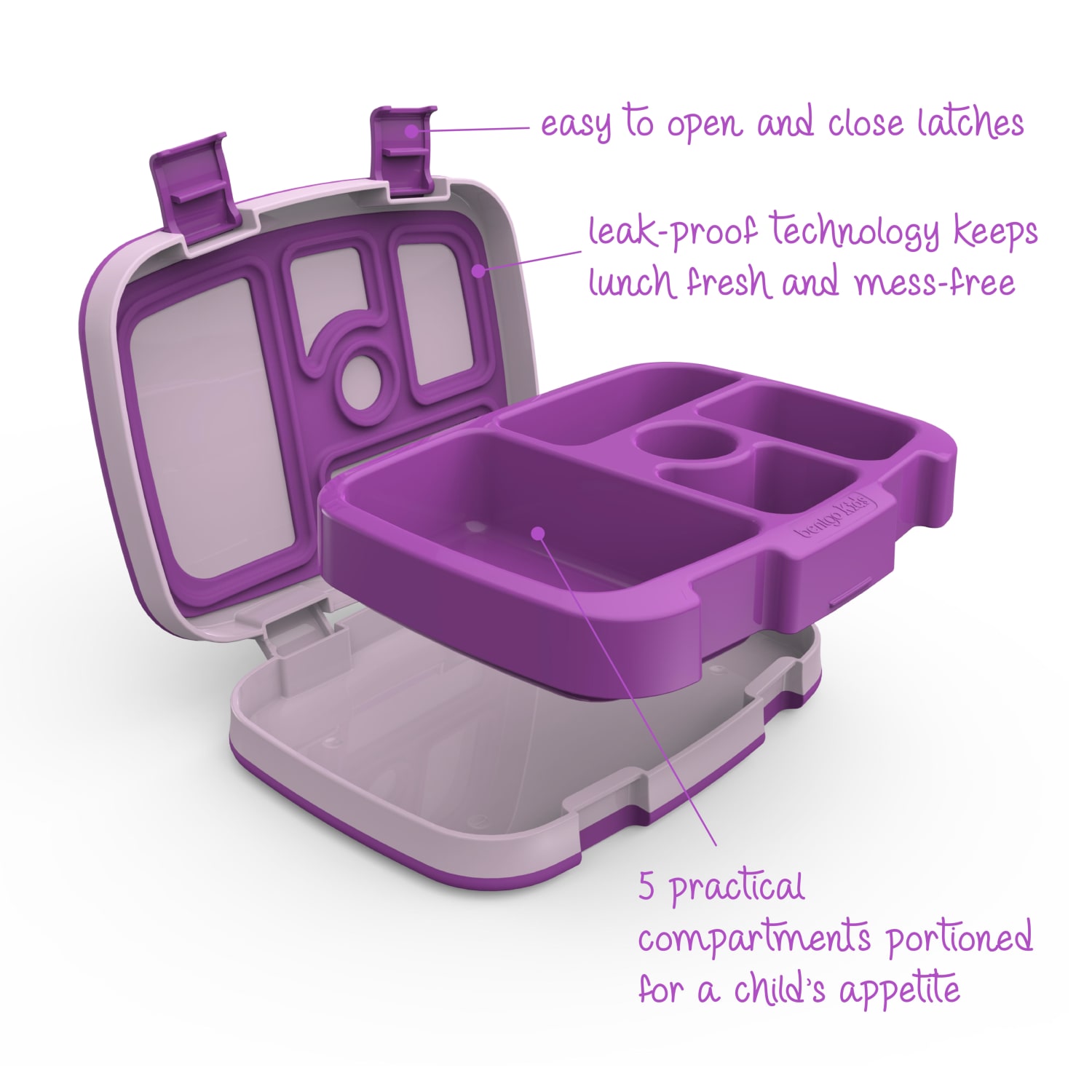 Bentgo Kids Lunch Box, 2inH x 6-1/2inW x 8-1/2inD, Purple - Image 6