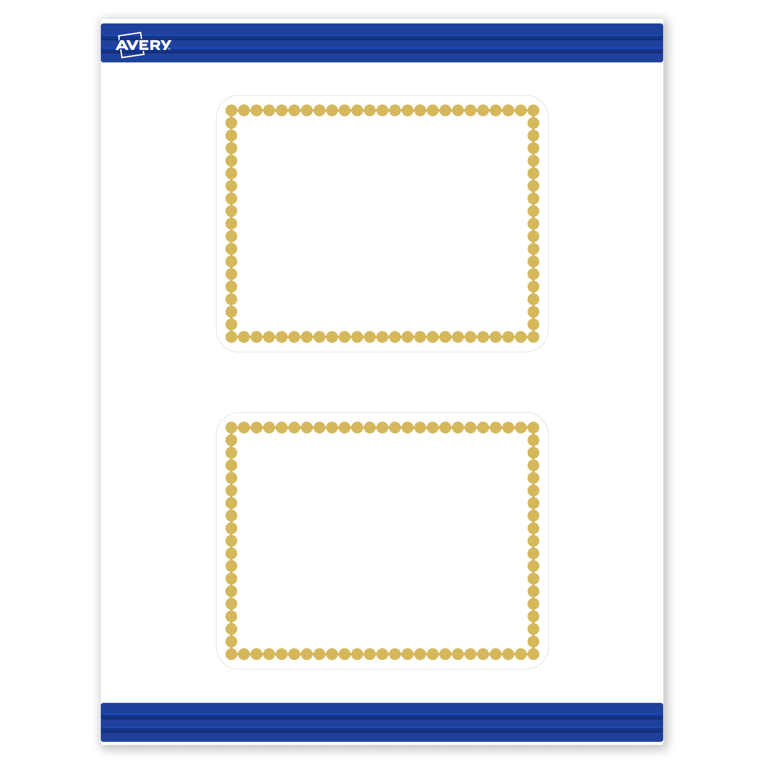 Avery Printable Postcards With Sure Feed Technology, 4.25in x 5-1/2in, Matte White With Preprinted Gold Bead Design, Pack Of 20 - Image 3