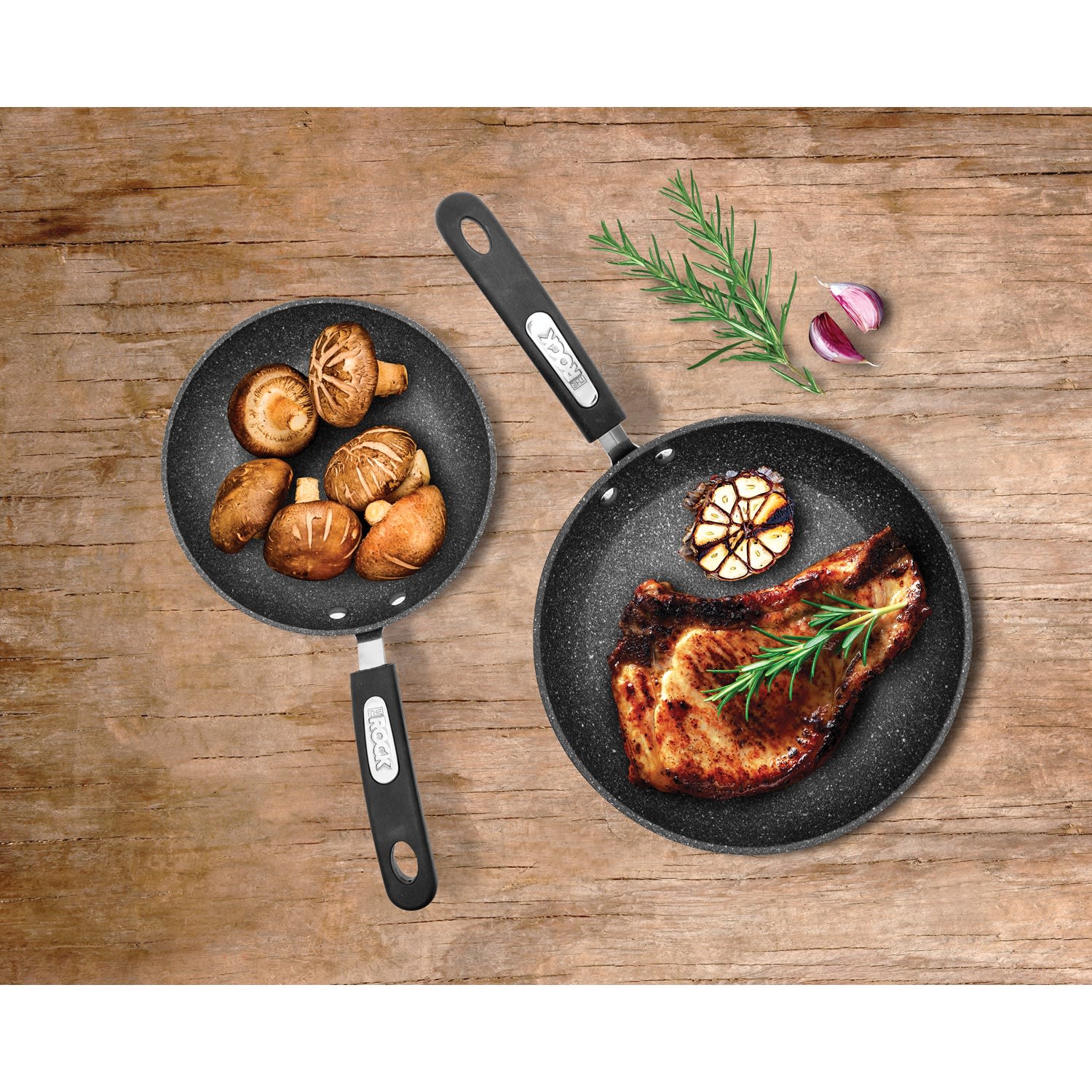 THE ROCK By Starfrit Aluminum Nonstick Fry Pans With Bakelite Handles, Black, Set Of 2 Fry Pans - Image 4