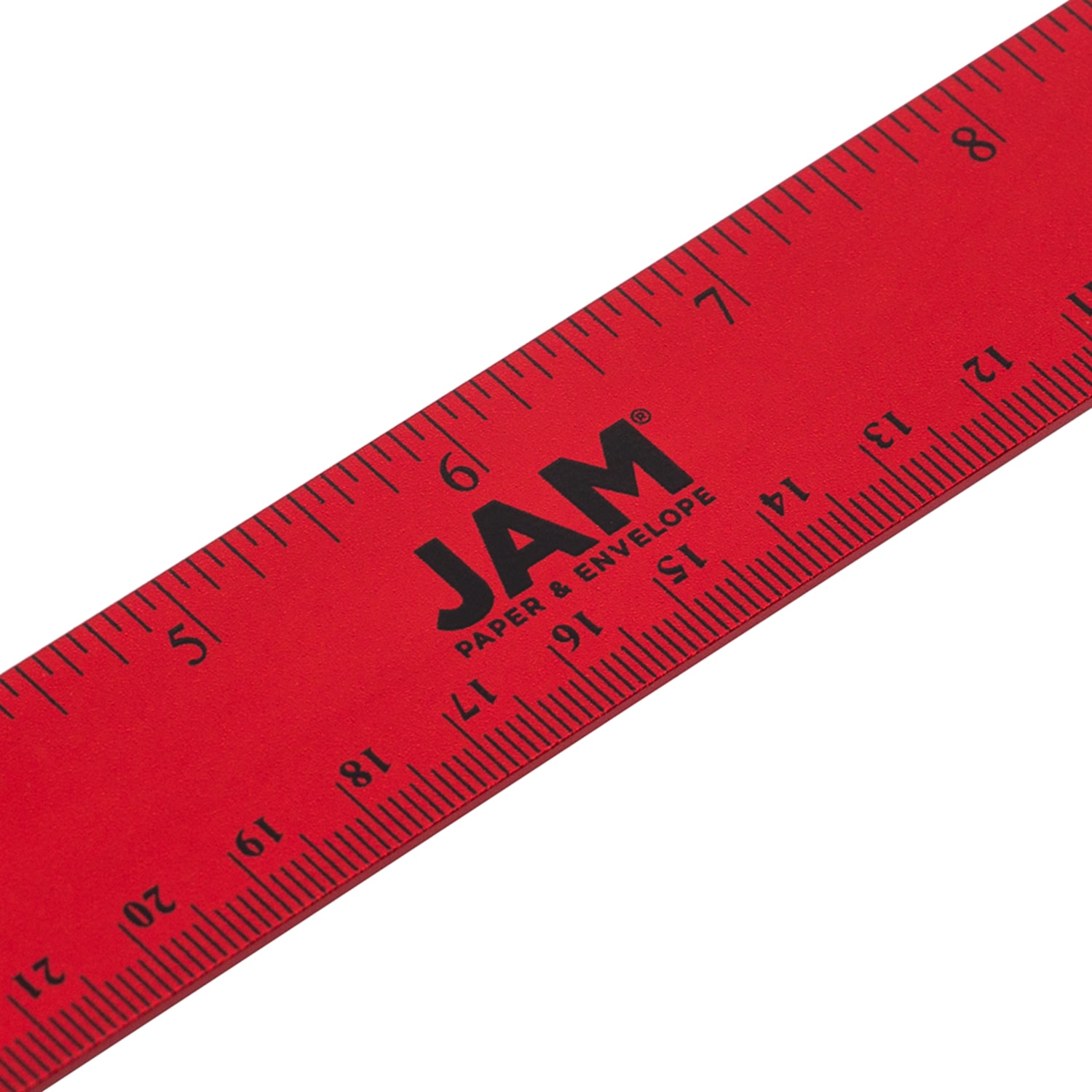 JAM Paper Non-Skid Stainless-Steel Ruler, 12in, Red - Image 3