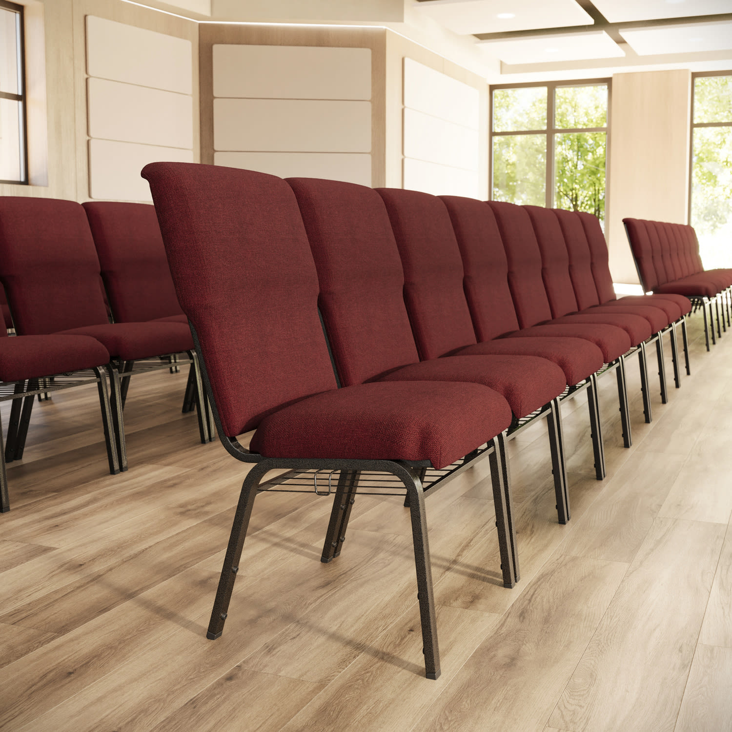 Flash Furniture Advantage Discount Church Chair, Maroon/Gold Vein - Image 3