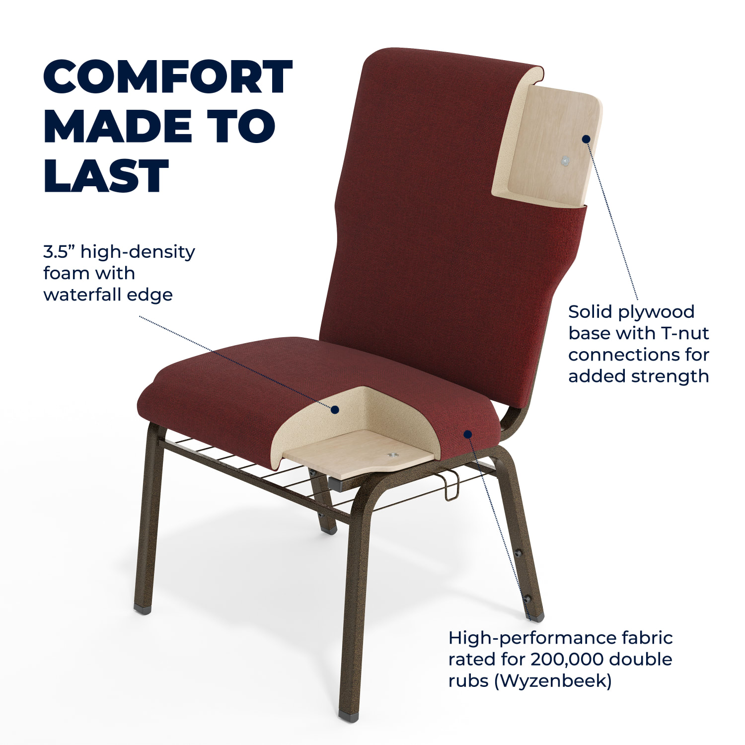 Flash Furniture Advantage Discount Church Chair, Maroon/Gold Vein - Image 5