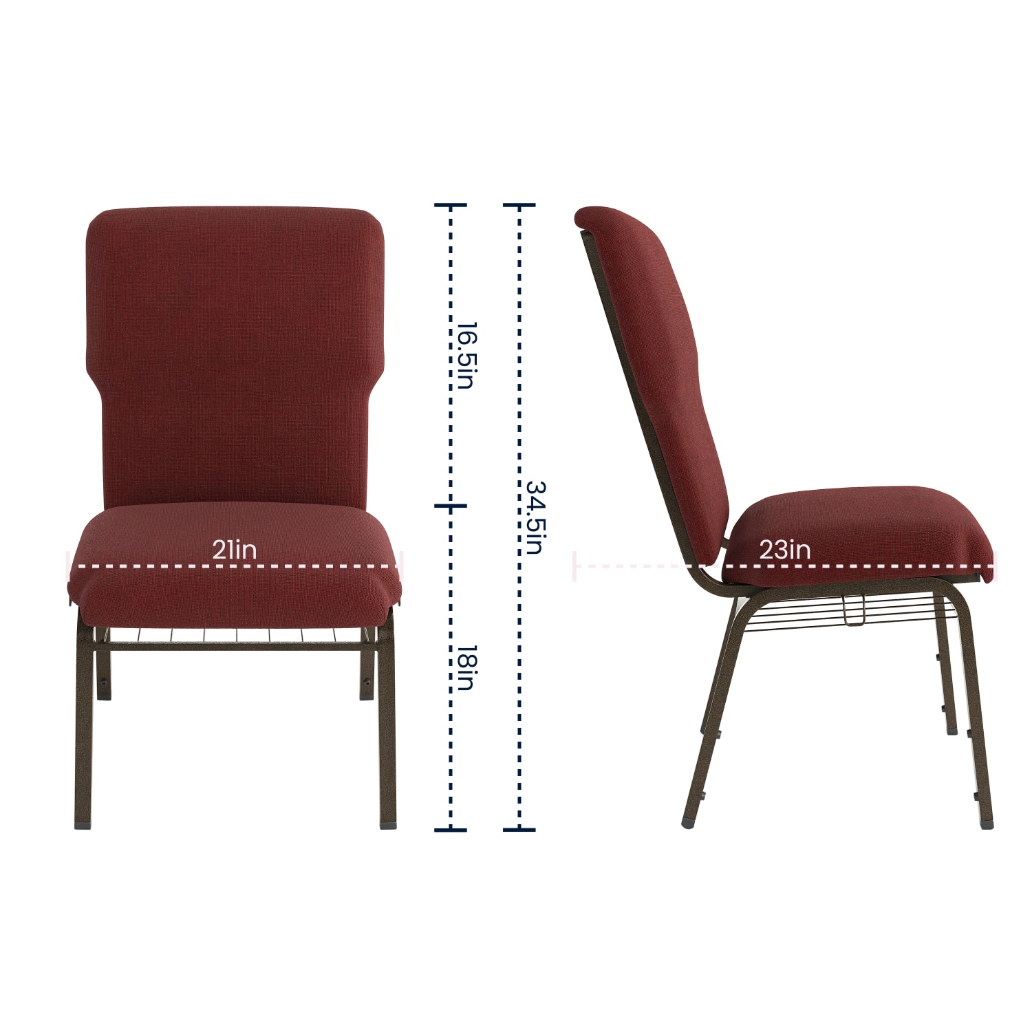 Flash Furniture Advantage Discount Church Chair, Maroon/Gold Vein - Image 8