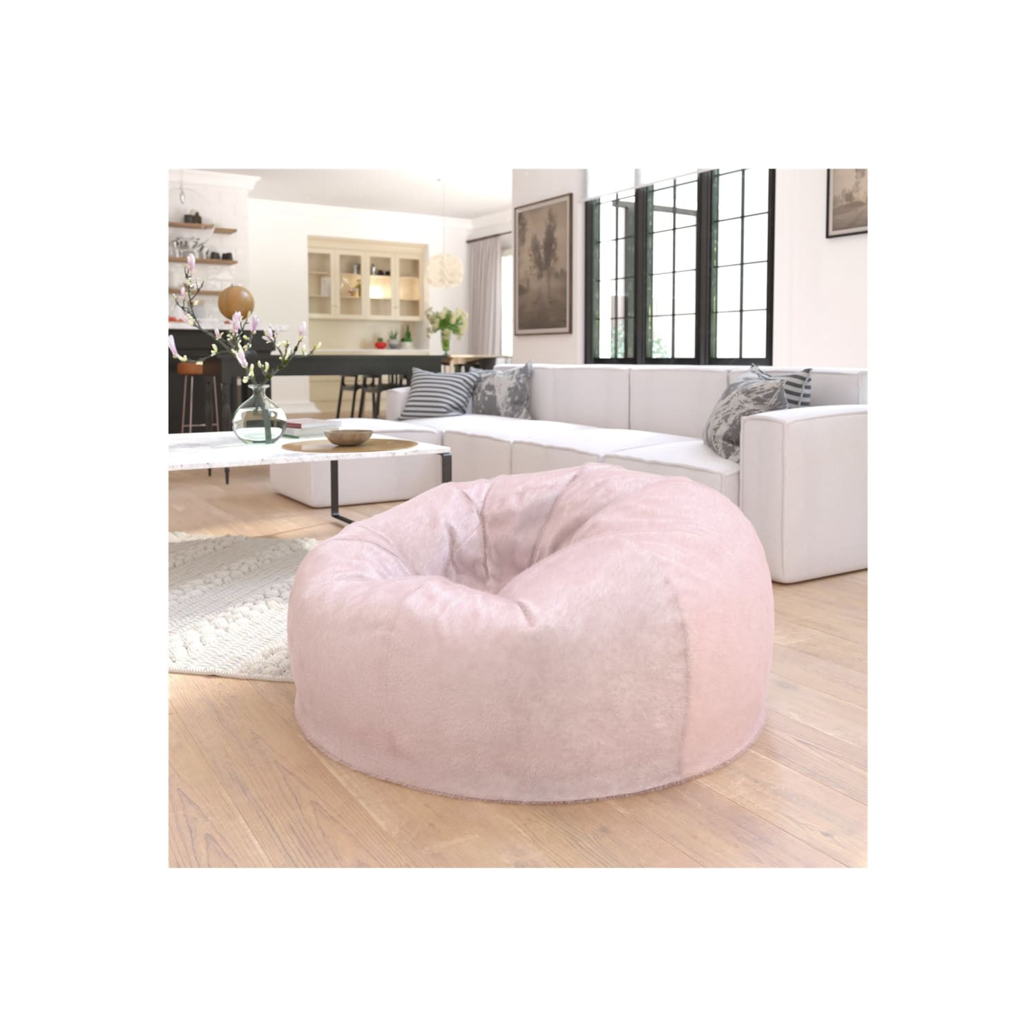 Flash Furniture Oversized Bean Bag Chair For Kids And Adults Blush Furry PopularChairscom Flash Furniture Oversized Bean Bag Chair For Kids And Adults Blush Furry PopularChairscom