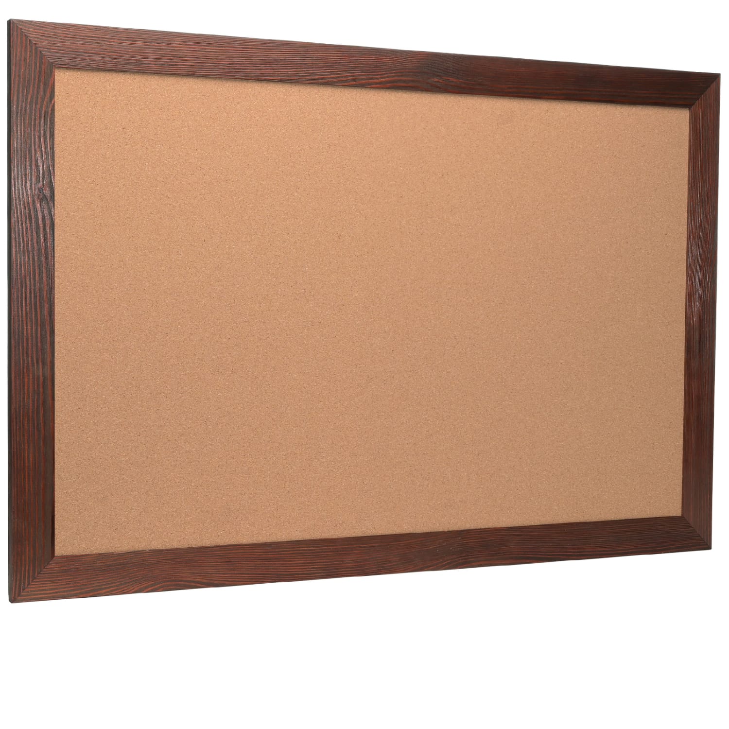 Excello Global Products Cork Bulletin Board, 24in x 36in, Brown Wood Frame