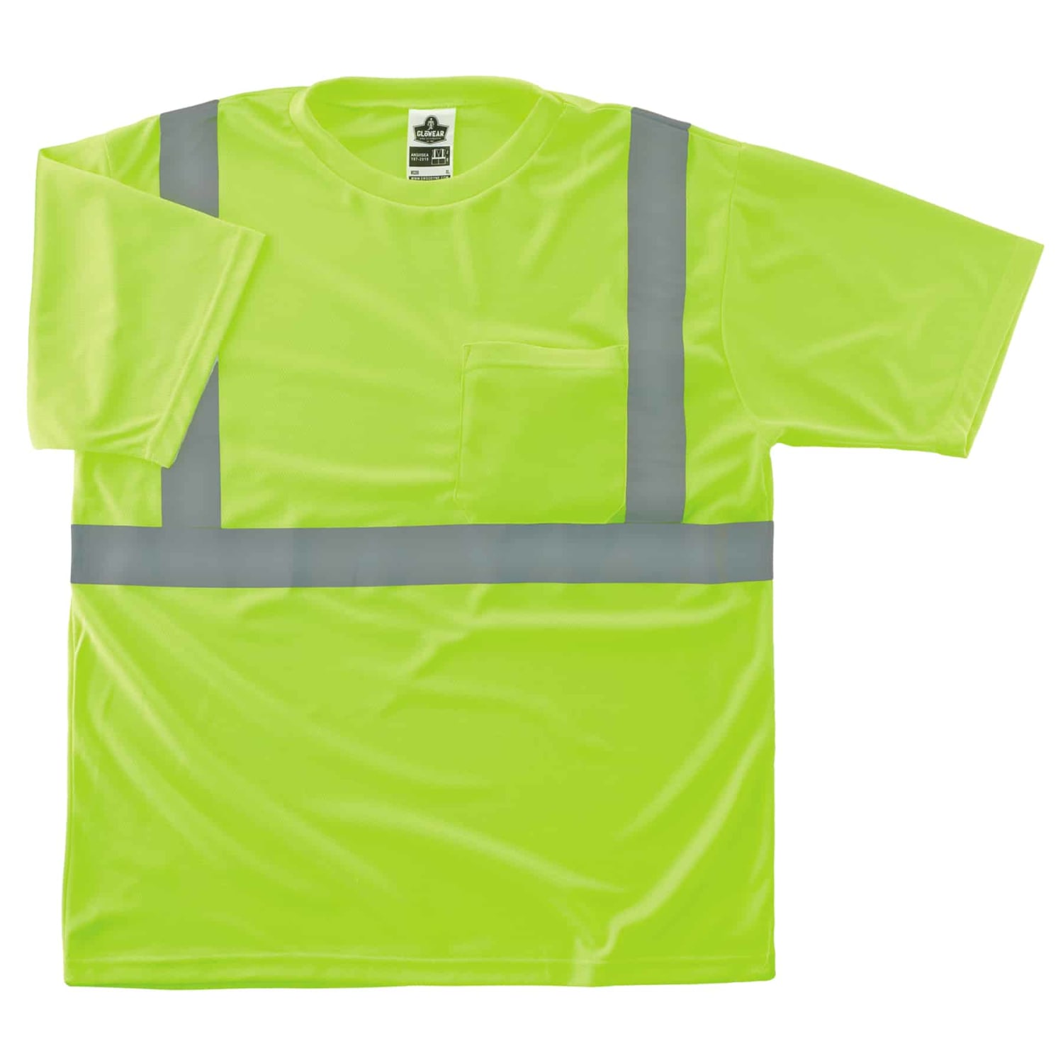 Ergodyne GloWear 8289-ECO Class 2 Hi-Vis T-Shirt, XL, 100% Recycled, Lime