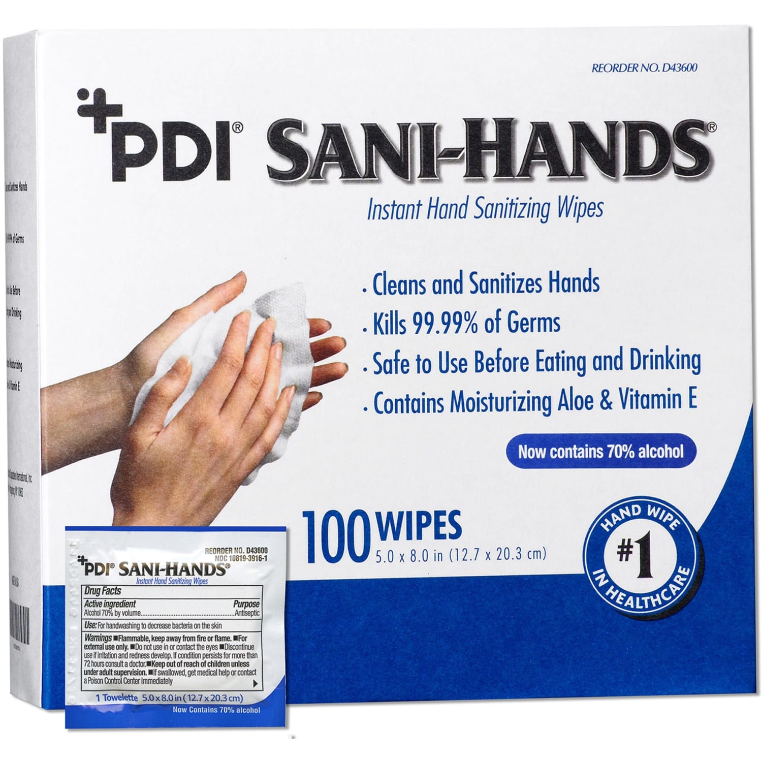 Unimed Sani-Dex Alcohol Wipes, 5in x 8in, Individually Wrapped, Box Of 100 - Image 3