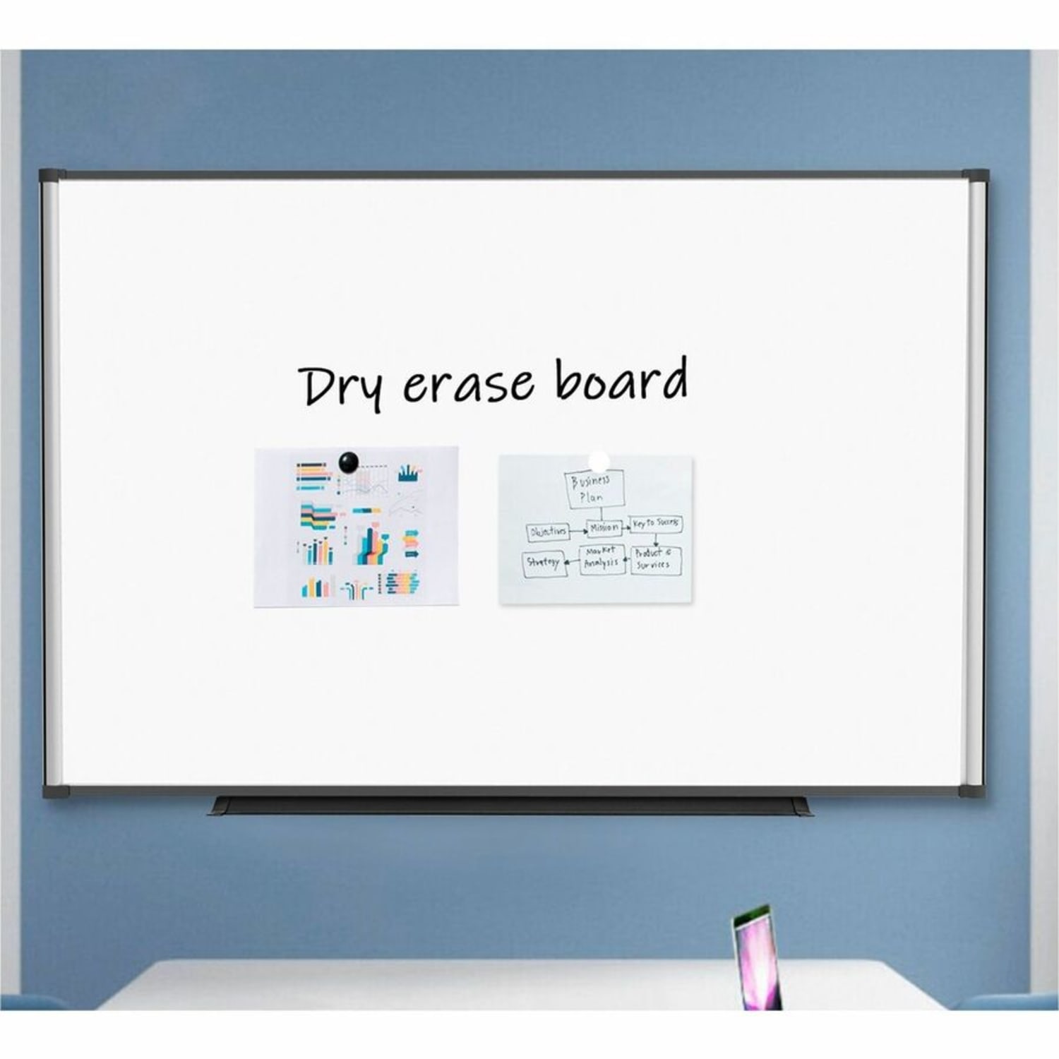 Lorell Magnetic Dry-Erase Whiteboard, 48in x 72in, Steel Frame With Silver Finish - Image 4