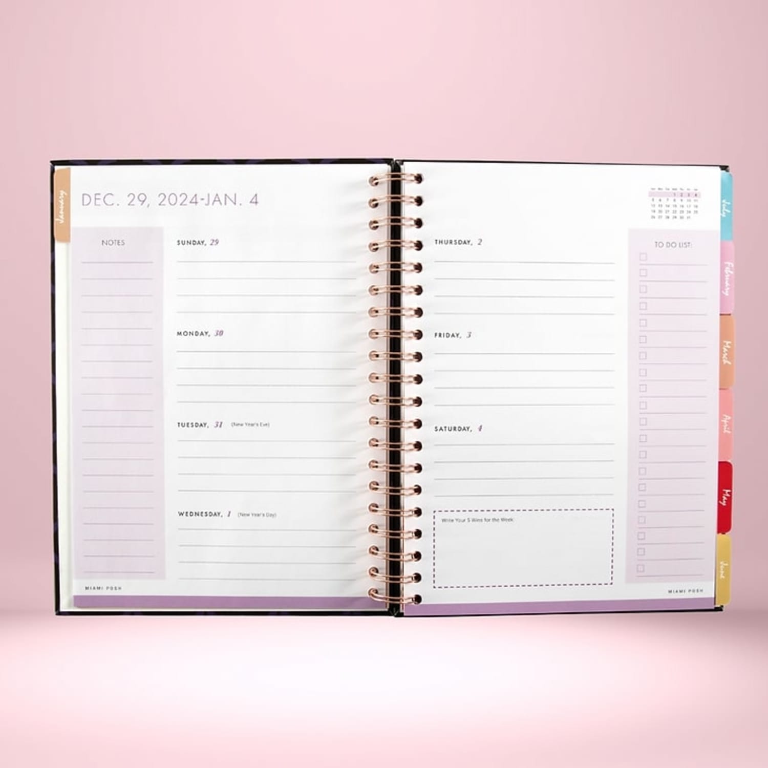 2025 Miami Posh, LLC My Posh Planner Monthly/Daily/Weekly Appointment Planner, 7in x 5in, Black, January To December - Image 6