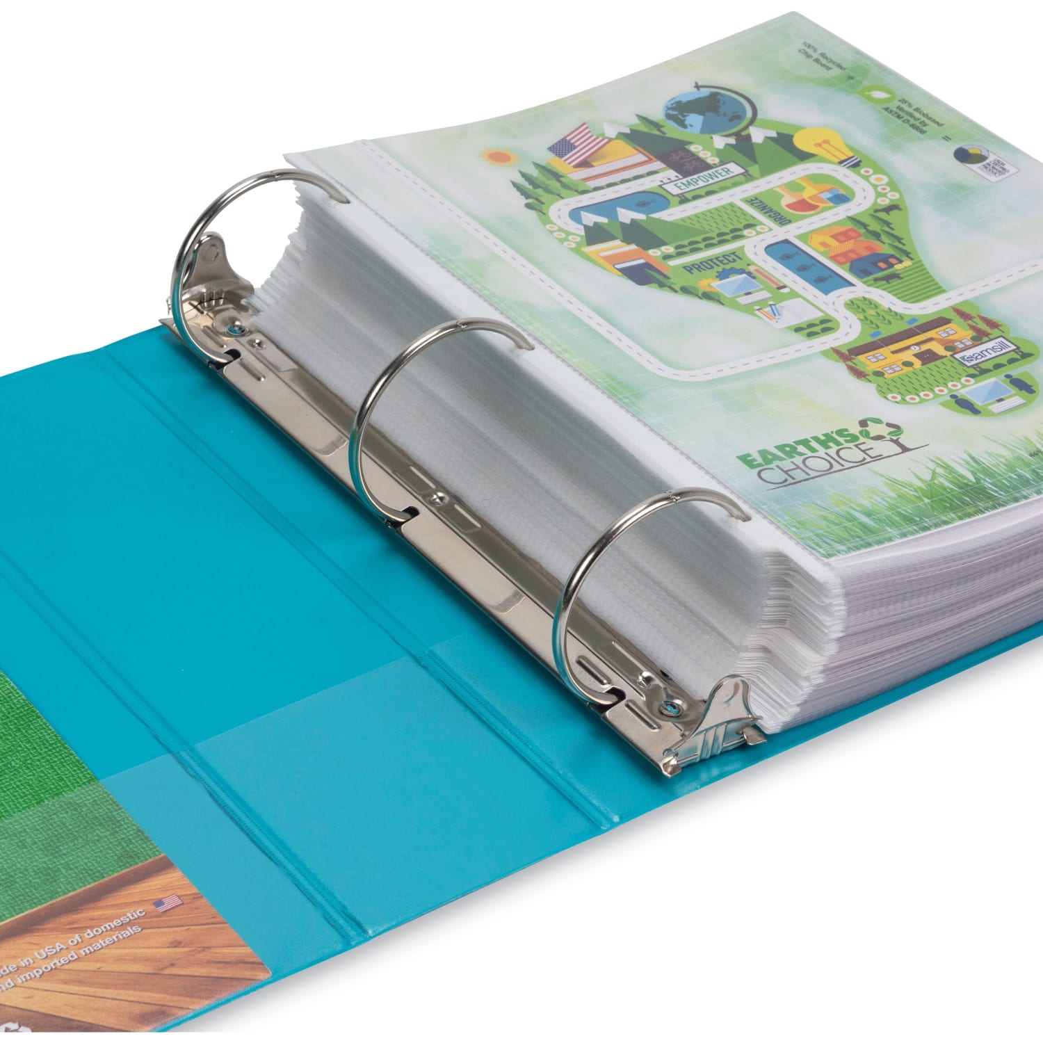 Samsill Earths Choice View Binders, 3in Round Rings, 2-Pockets, Letter Size (8 1/2in x 11in), Turquoise, Pack Of 2 - Image 4