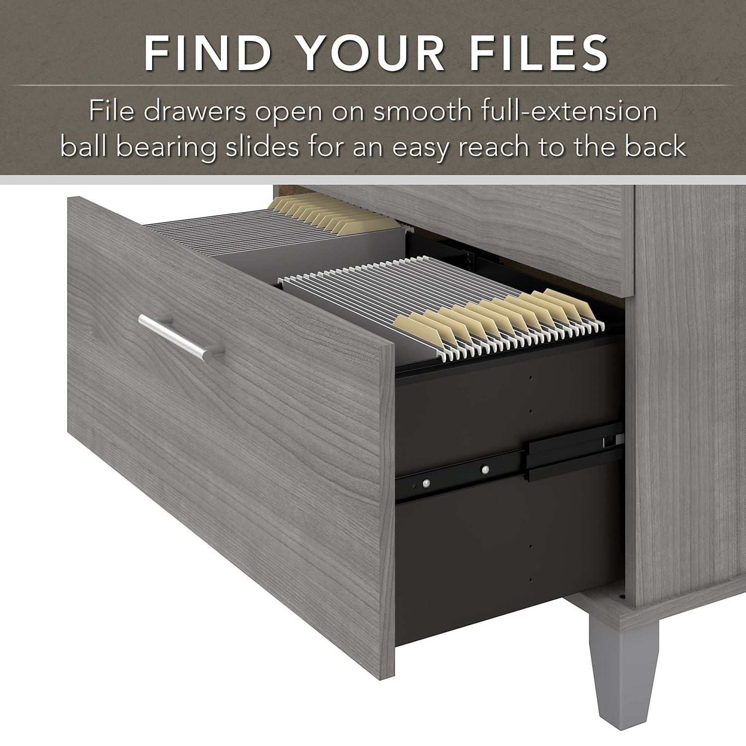 Bush Furniture 60inW Office Computer Desk With Lateral File Cabinet And 5-Shelf Bookcase, Platinum Gray, Standard Delivery - Image 5
