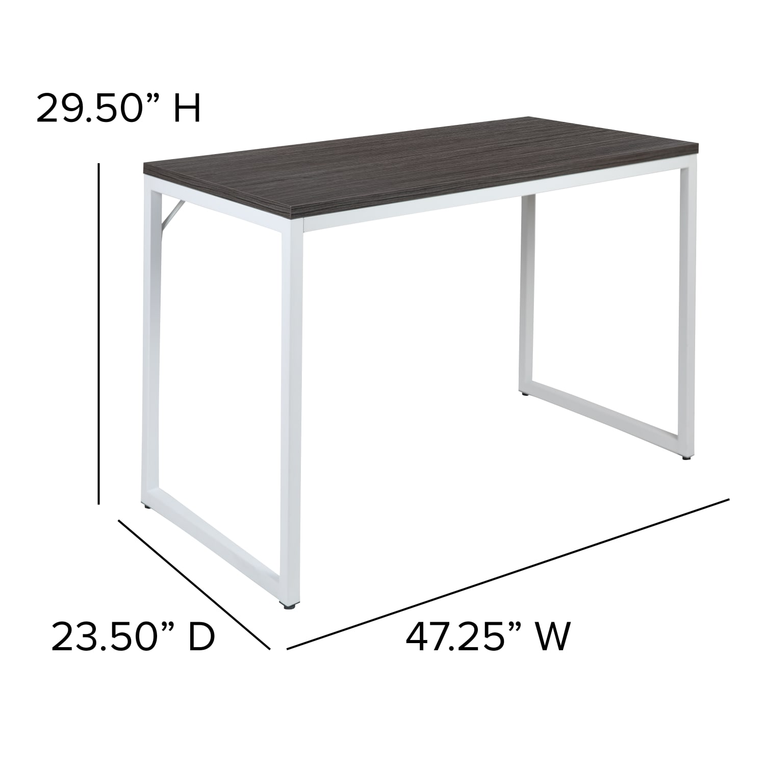 Flash Furniture 48inW Commercial-Grade Industrial Office Computer Desk, Rustic Gray/White - Image 6