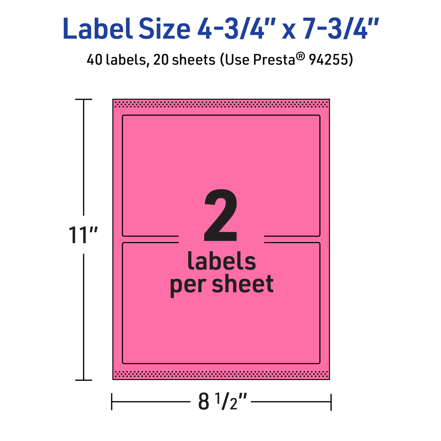 Avery Print-To-The-Edge Labels With Sure Feed Technology And Easy Peel, 94255-BPP20, Rectangle, 4-3/4in x 7-3/4in, Matte Bright Pink, Pack of 40 - Image 6