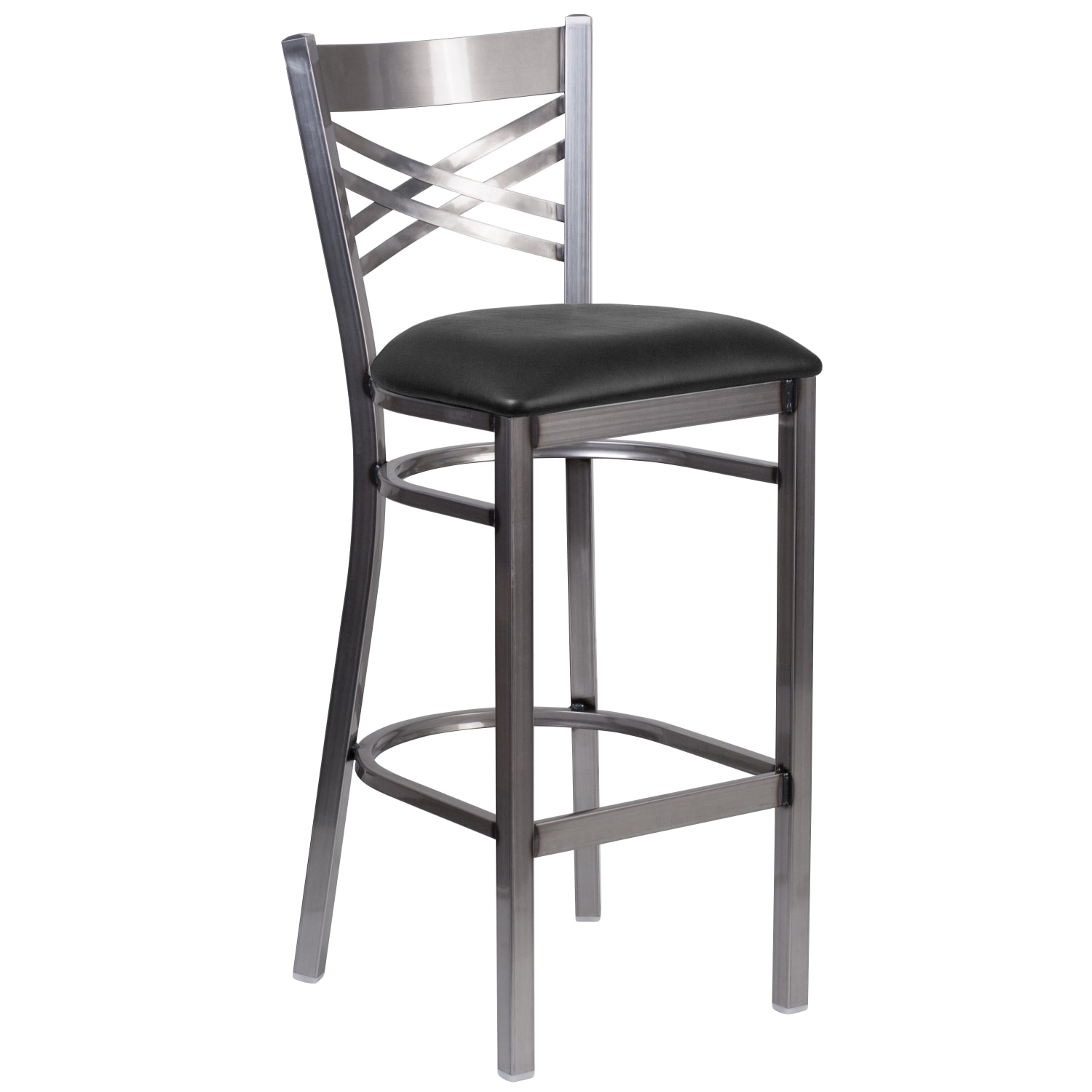 Flash Furniture MetalVinyl Restaurant Barstool With X Back BlackClear Coated PopularChairscom Flash Furniture MetalVinyl Restaurant Barstool With X Back BlackClear Coated PopularChairscom