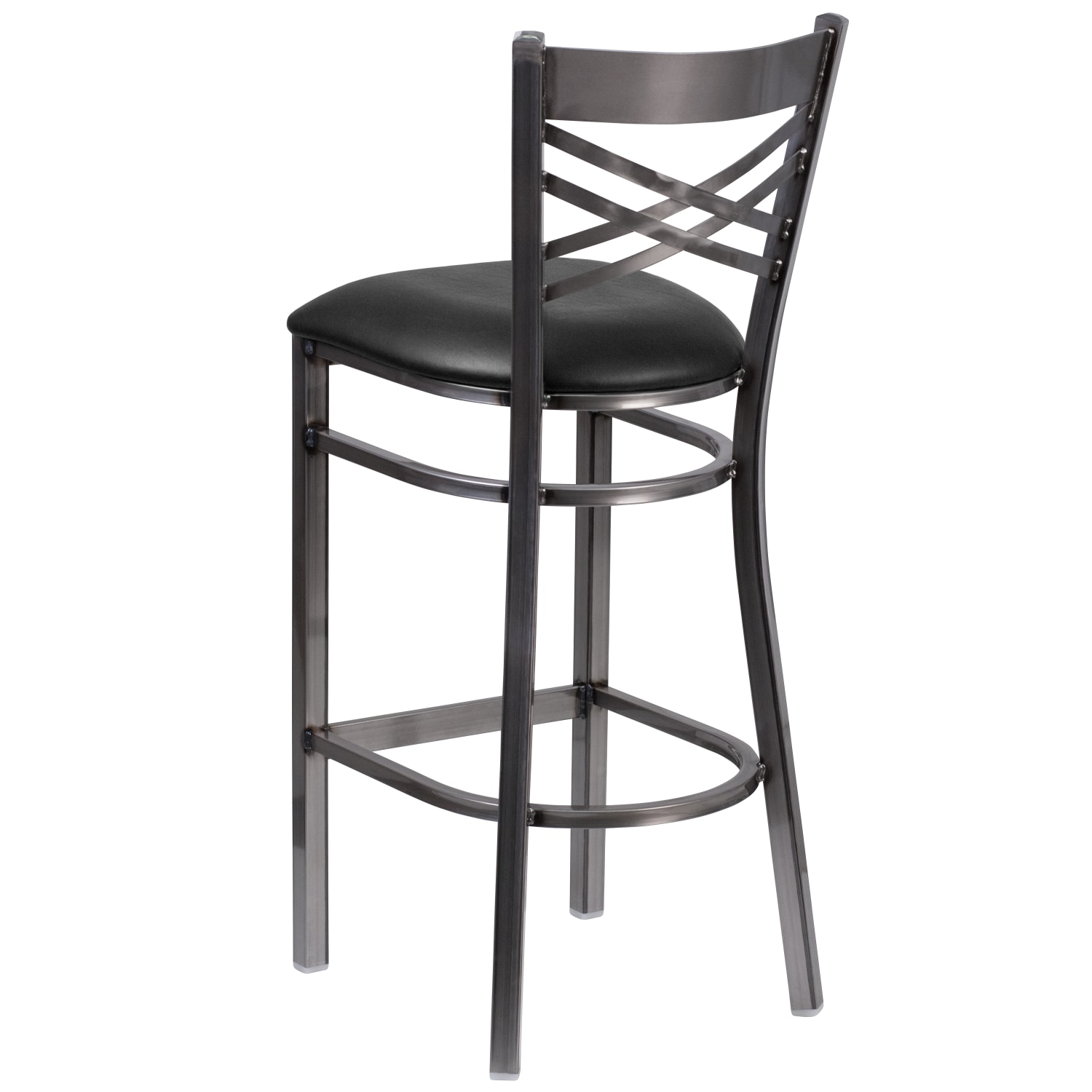 Flash Furniture MetalVinyl Restaurant Barstool With X Back BlackClear Coated PopularChairscom Flash Furniture MetalVinyl Restaurant Barstool With X Back BlackClear Coated PopularChairscom