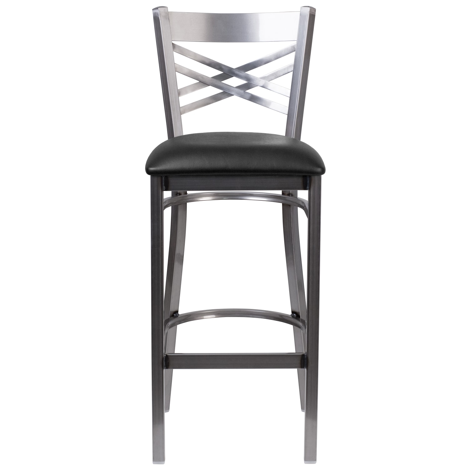 Flash Furniture MetalVinyl Restaurant Barstool With X Back BlackClear Coated PopularChairscom Flash Furniture MetalVinyl Restaurant Barstool With X Back BlackClear Coated PopularChairscom