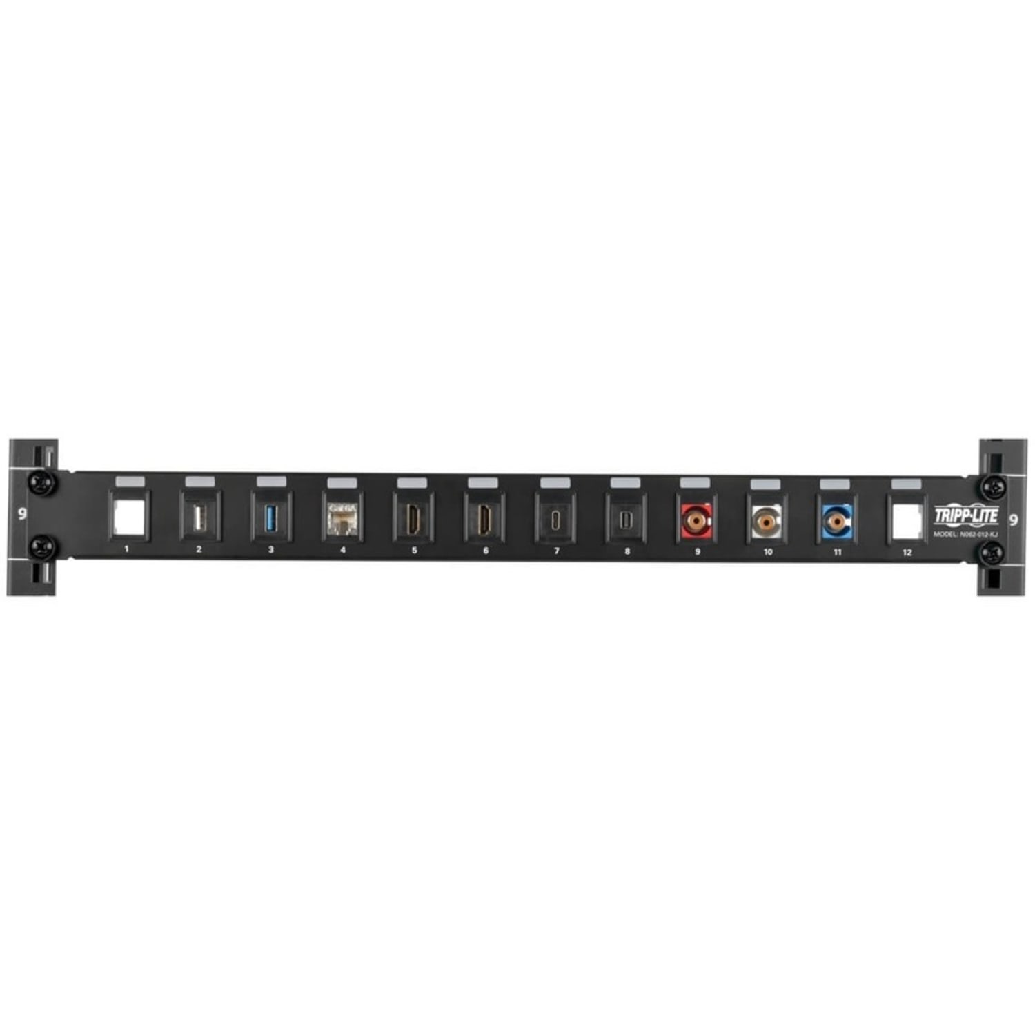 Eaton Tripp Lite Series 12-Port 1U Rack-Mount Unshielded Blank Keystone/Multimedia Patch Panel, RJ45 Ethernet, USB, HDMI, Cat5e/6 - N062012KJ - Image 5