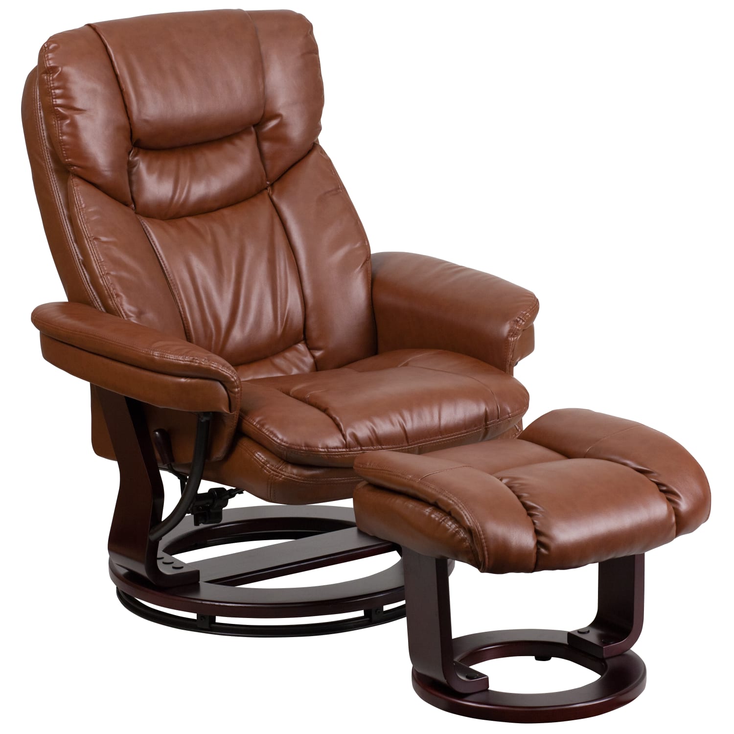Flash Furniture Contemporary Recliner With Curved Ottoman, Vintage Brown/Mahogany - Image 3