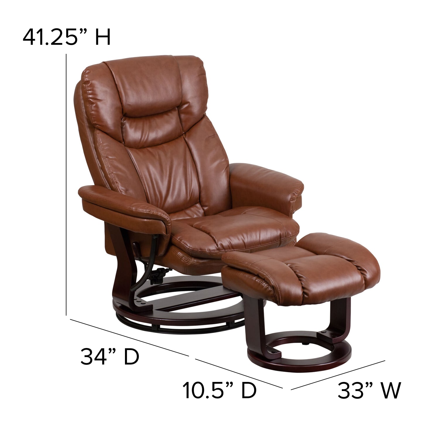 Flash Furniture Contemporary Recliner With Curved Ottoman Vintage BrownMahogany PopularChairscom Flash Furniture Contemporary Recliner With Curved Ottoman Vintage BrownMahogany PopularChairscom