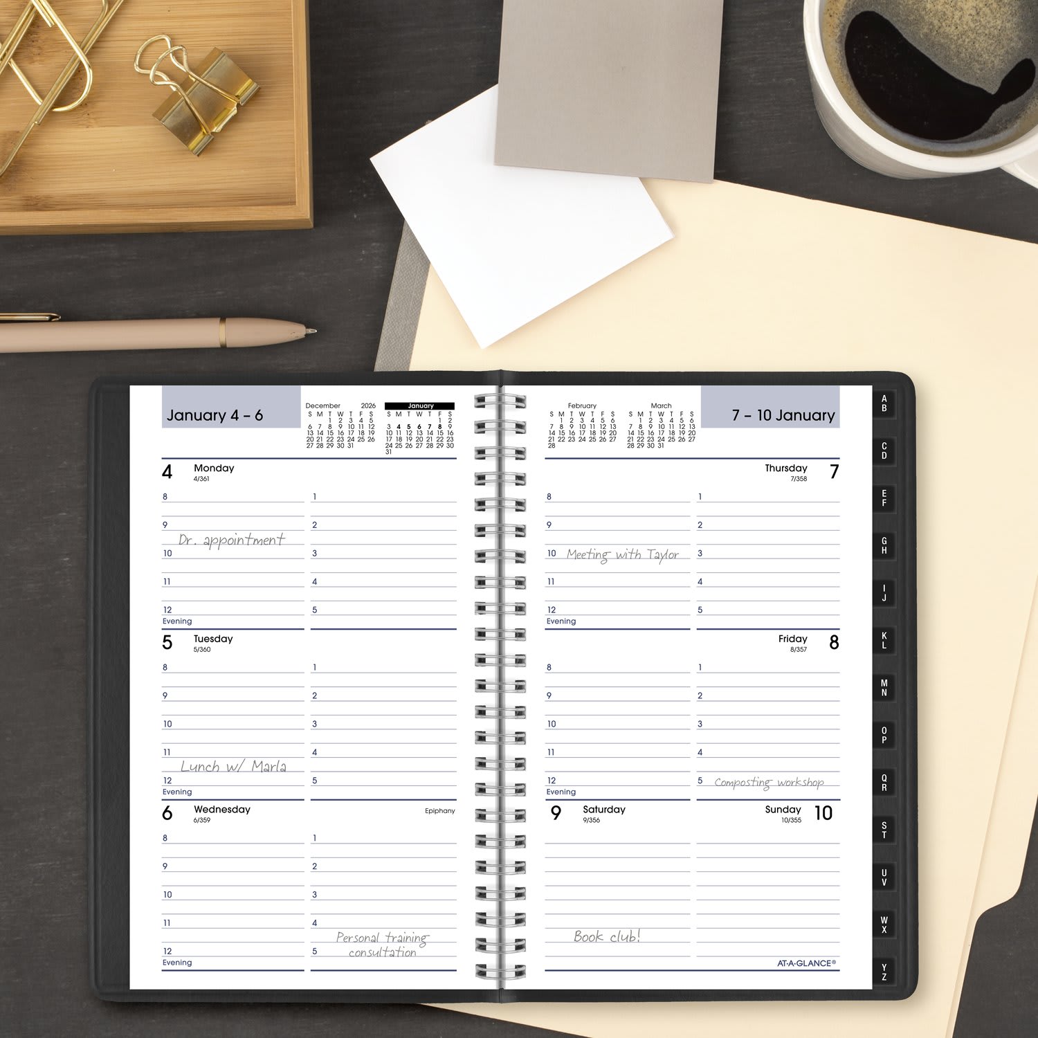 AT-A-GLANCE DayMinder 2027 Weekly Appointment Book Planner, Tabbed Telephone/Address Pages, Black, Small, 5in x 8in - Image 3